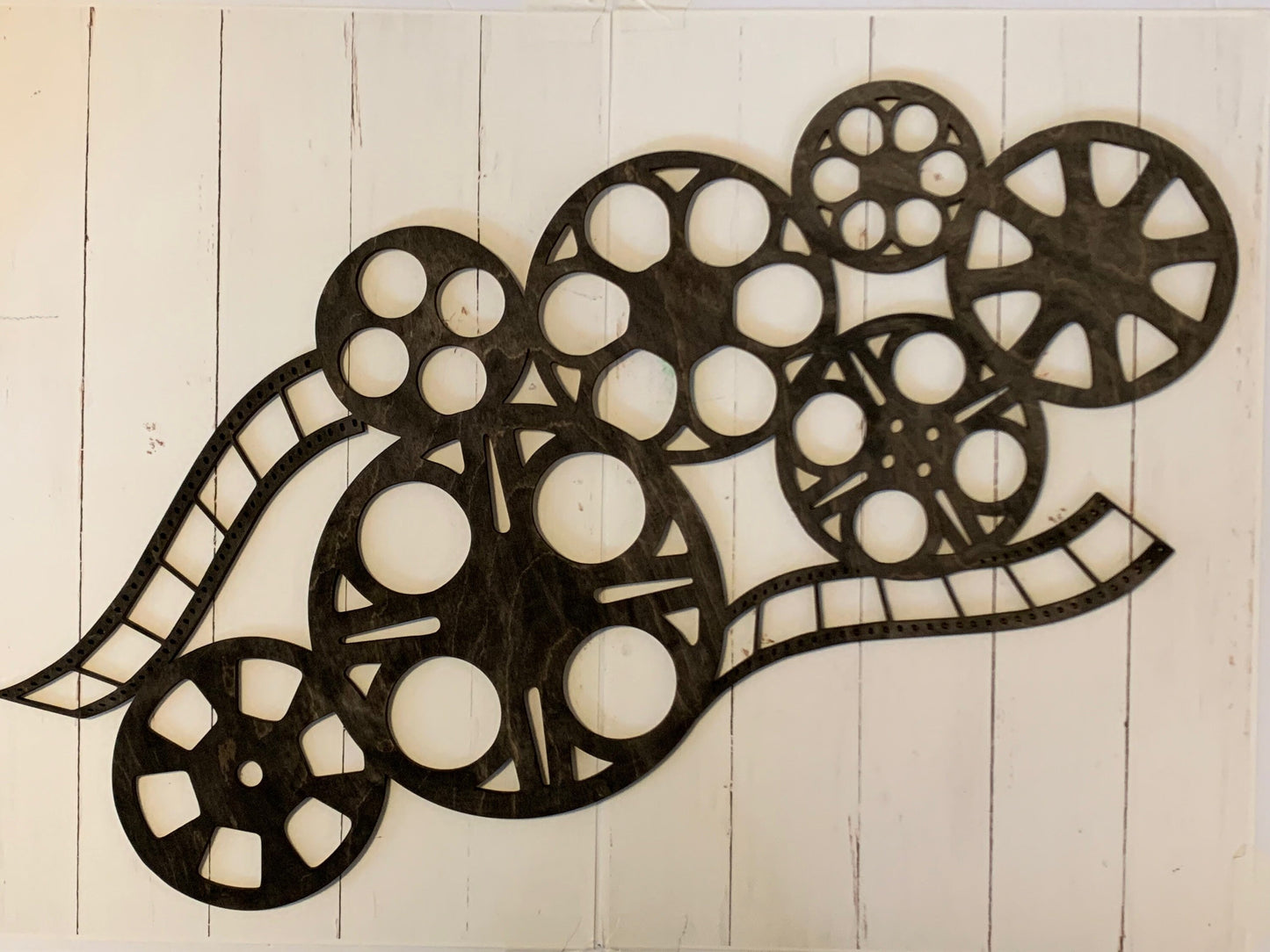 Movie Reels and Film Collage Laser Cut Wood Wall Hanging - Home Theater Decor