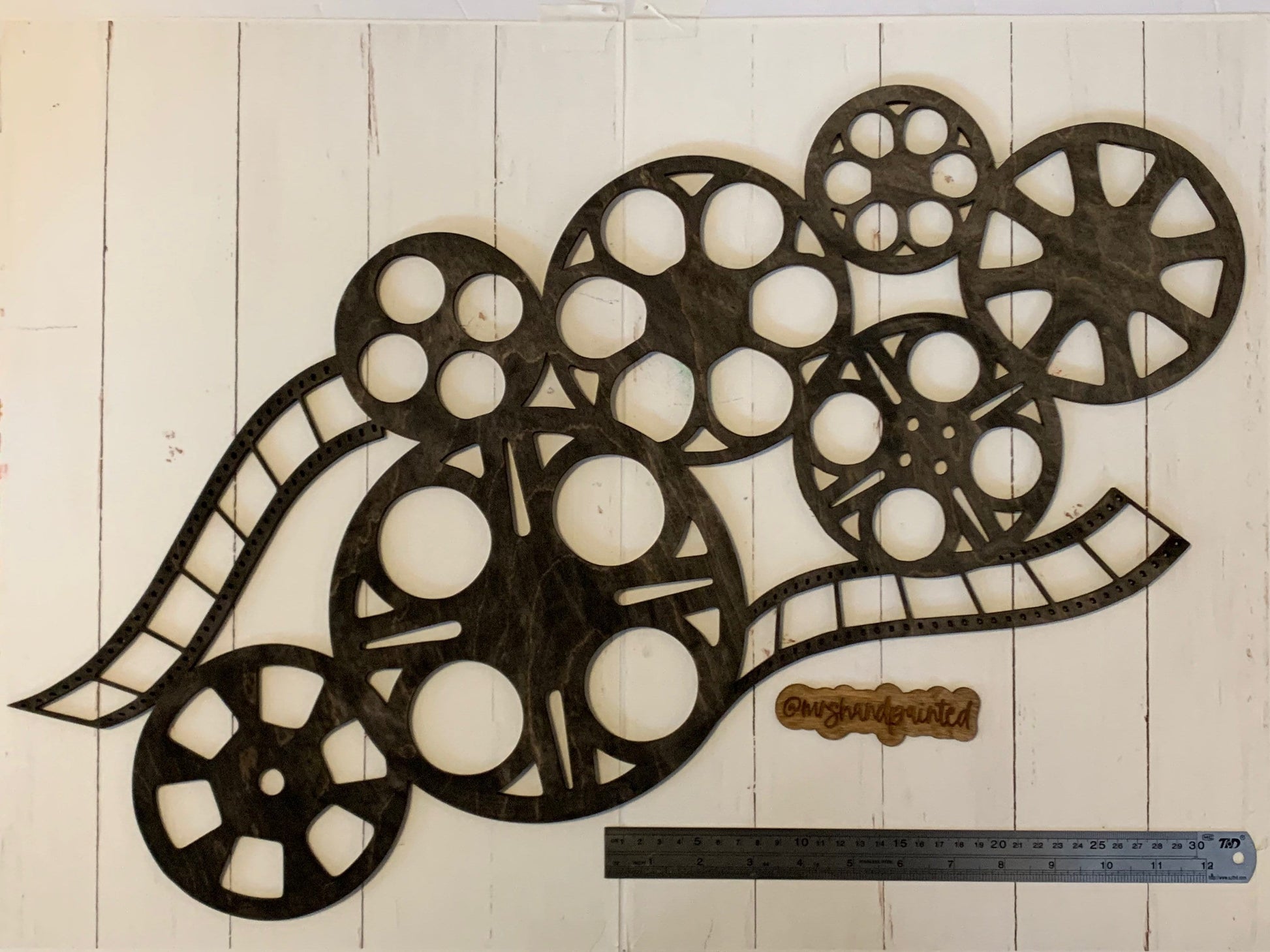 Movie Reels and Film Collage Laser Cut Wood Wall Hanging - Home Theater Decor