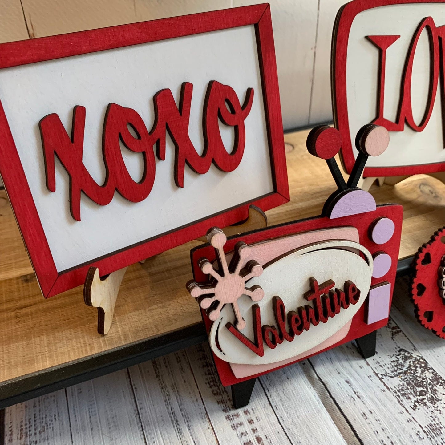 Laser Cut File - Retro Valentine's Day Tiered Tray Pieces - Digital Download SVG, DXF, AI files