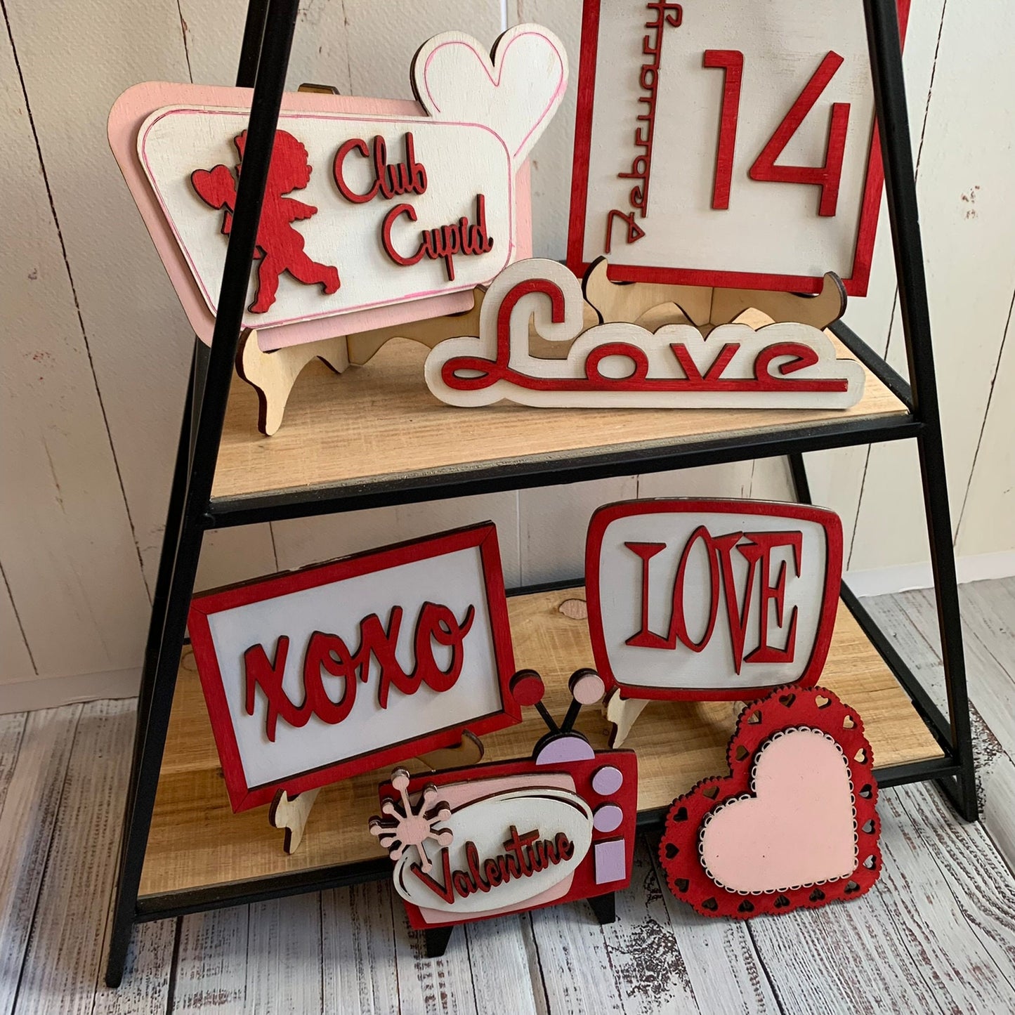 Laser Cut File - Retro Valentine's Day Tiered Tray Pieces - Digital Download SVG, DXF, AI files