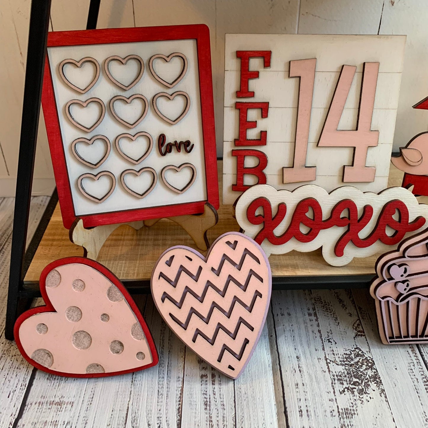 Laser Cut File - Valentine's Day Tiered Tray Pieces - Digital Download SVG, DXF, AI files