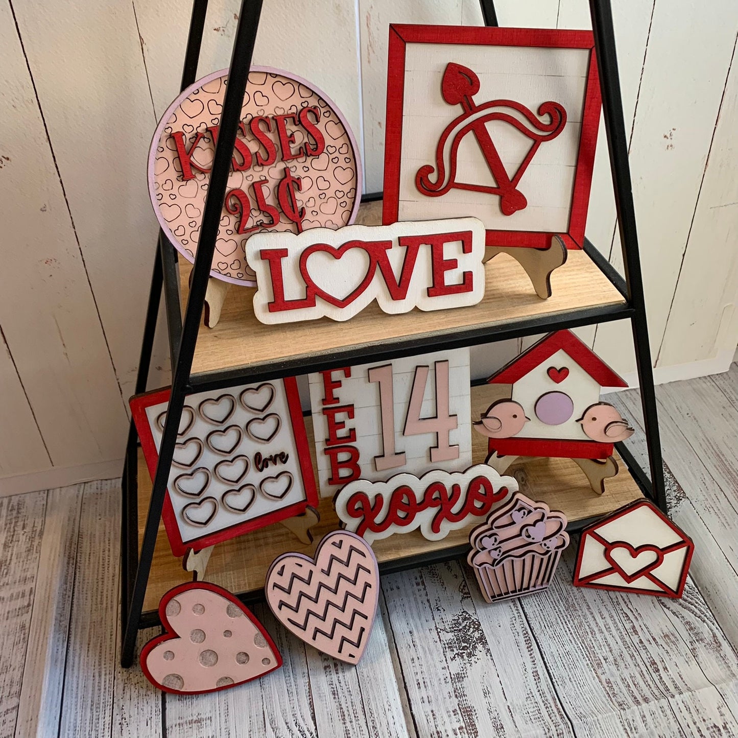 Laser Cut File - Valentine's Day Tiered Tray Pieces - Digital Download SVG, DXF, AI files