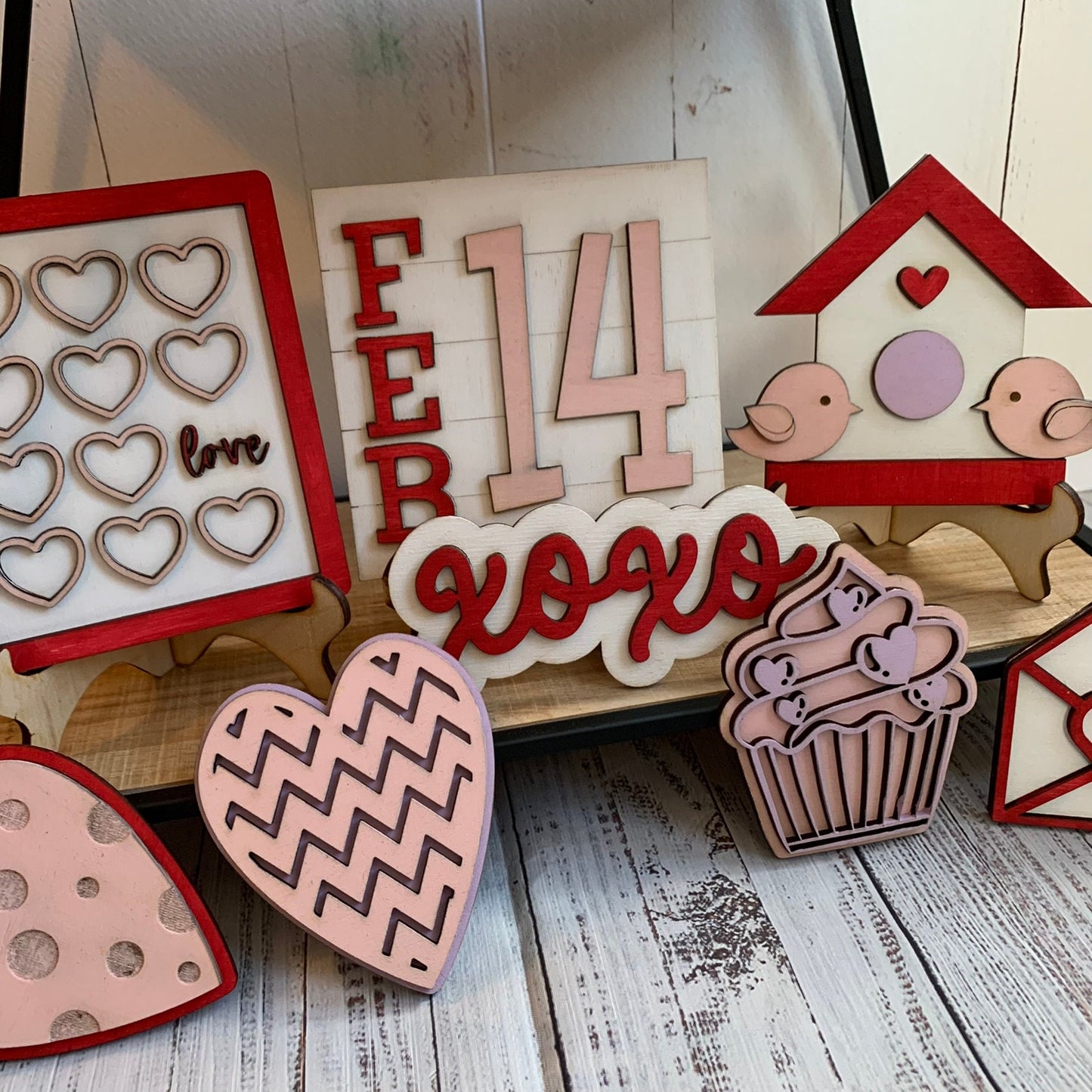 Laser Cut File - Valentine's Day Tiered Tray Pieces - Digital Download SVG, DXF, AI files