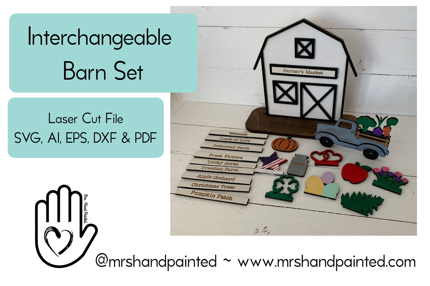 Laser Cut File - Interchangeable Barn with Vintage Truck - Digital Download SVG, DXF, AI files