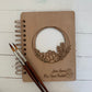 Personalized Watercolor Sketchbook, Hand Drawn Succulent Wreath Laser Engraved Wood, Spiral Binding with Cotton Watercolor Paper