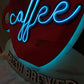 Faux Neon Coffee Cup Sign - Retro Style Wall Hanging - Laser Cut Wood - Fresh Brewed Coffee Neon Sign