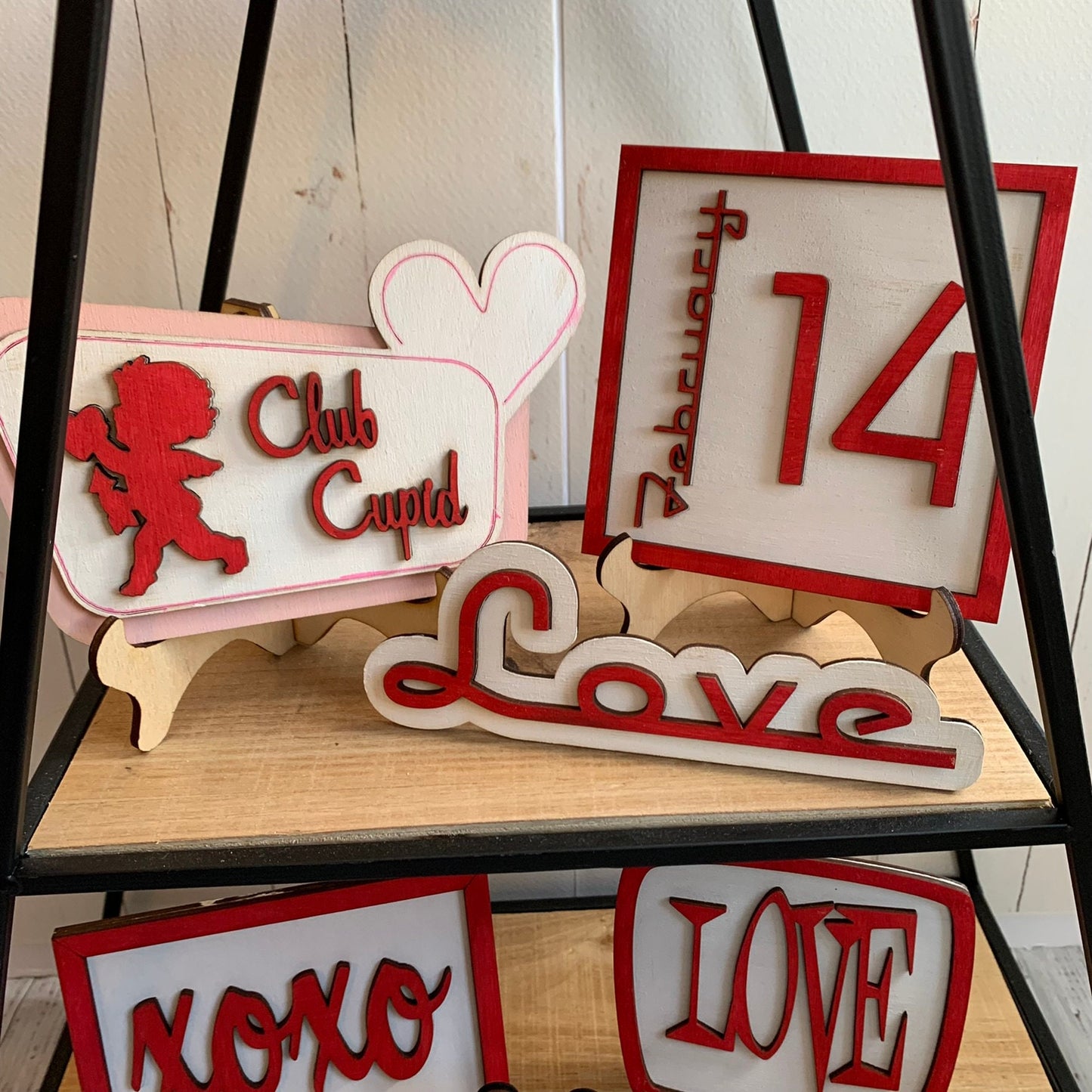 Laser Cut File - Retro Valentine's Day Tiered Tray Pieces - Digital Download SVG, DXF, AI files