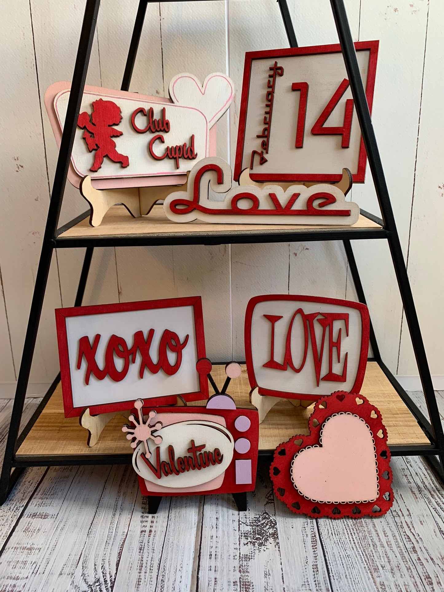 Laser Cut File - Retro Valentine's Day Tiered Tray Pieces - Digital Download SVG, DXF, AI files