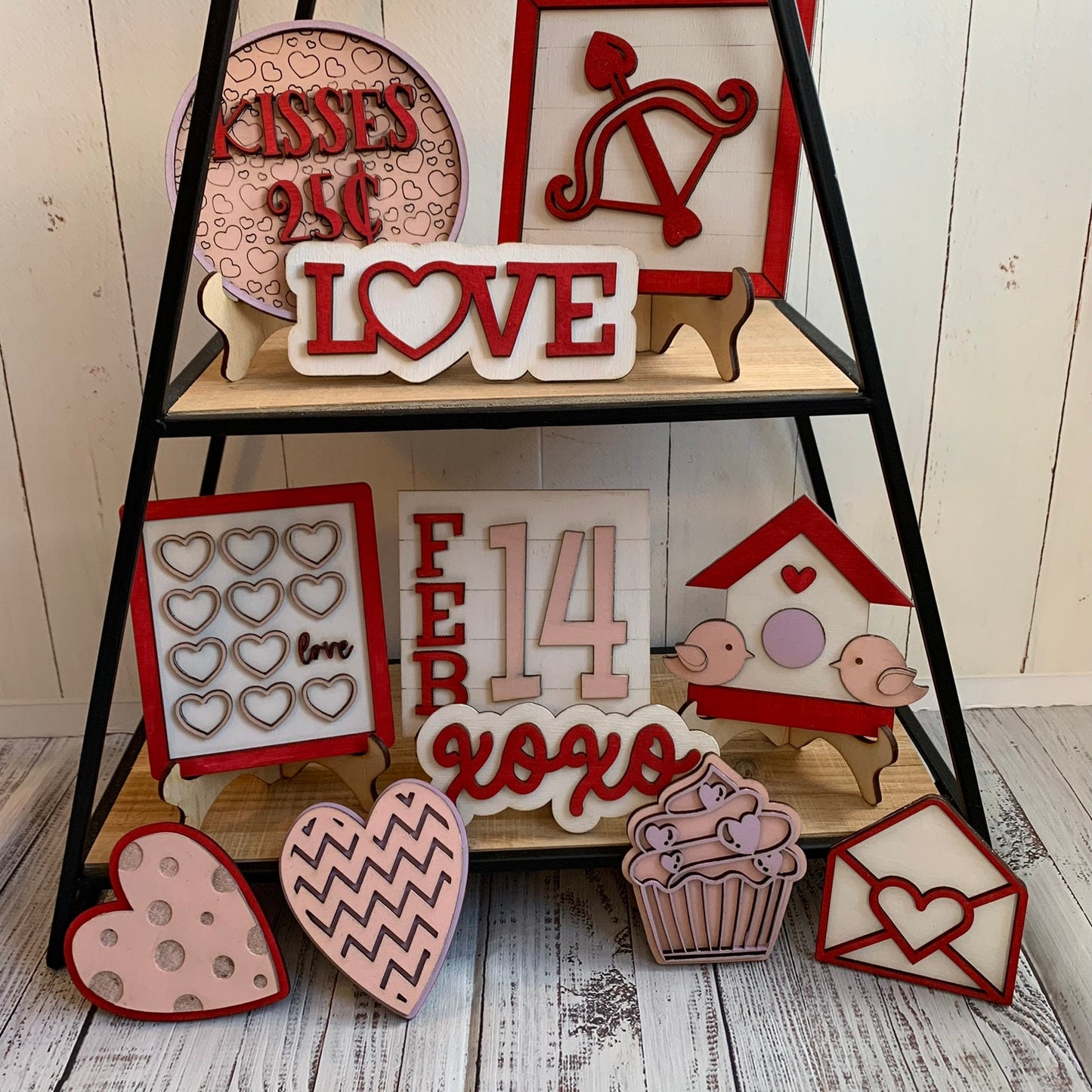 Laser Cut File - Valentine's Day Tiered Tray Pieces - Digital Download SVG, DXF, AI files