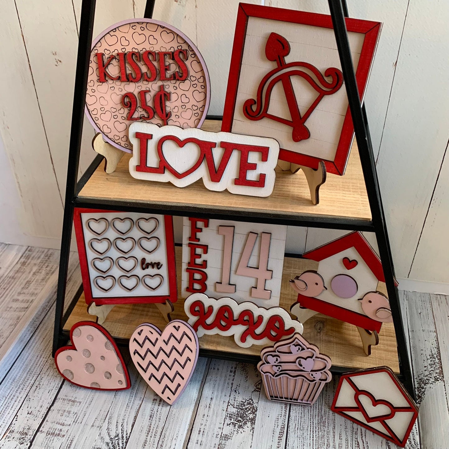 Laser Cut File - Valentine's Day Tiered Tray Pieces - Digital Download SVG, DXF, AI files