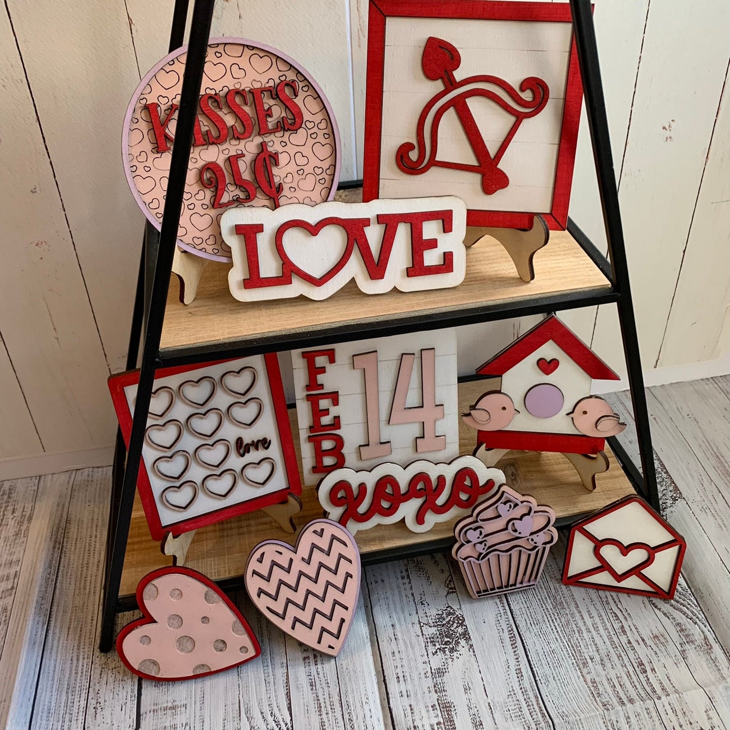 Laser Cut File - Valentine's Day Tiered Tray Pieces - Digital Download SVG, DXF, AI files