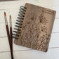 Personalized Watercolor Sketchbook, Hand Drawn Floral Doodles Laser Engraved Wood, Spiral Binding with Cotton Watercolor Paper