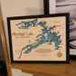 Laser Cut Engraved Wood - Minnetaki Lake Map - Sioux Lookout Ontario Canada Frame Trim 16x20 Inches