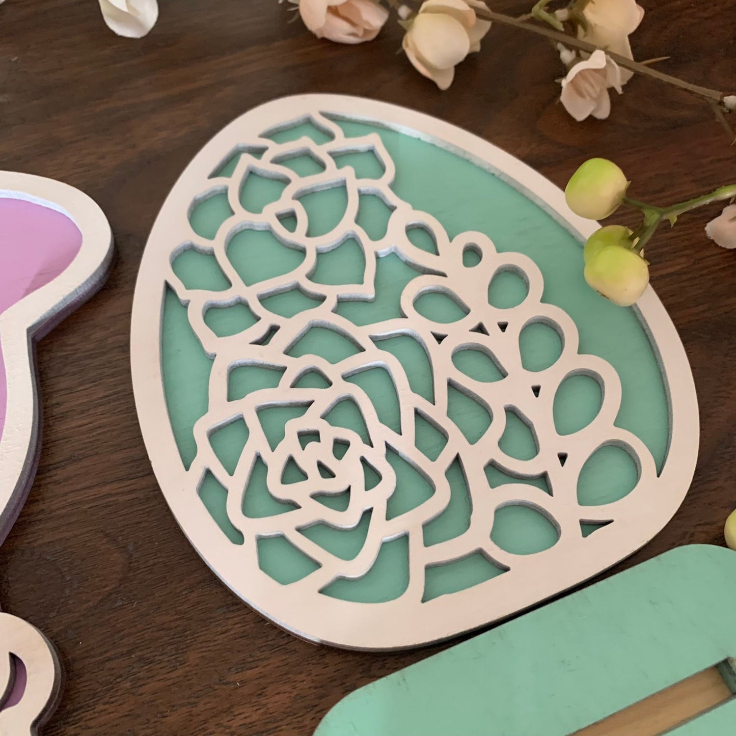 Laser Cut File - Succulents Standing Easter Bunny and Eggs - Digital Download SVG, DXF, AI files