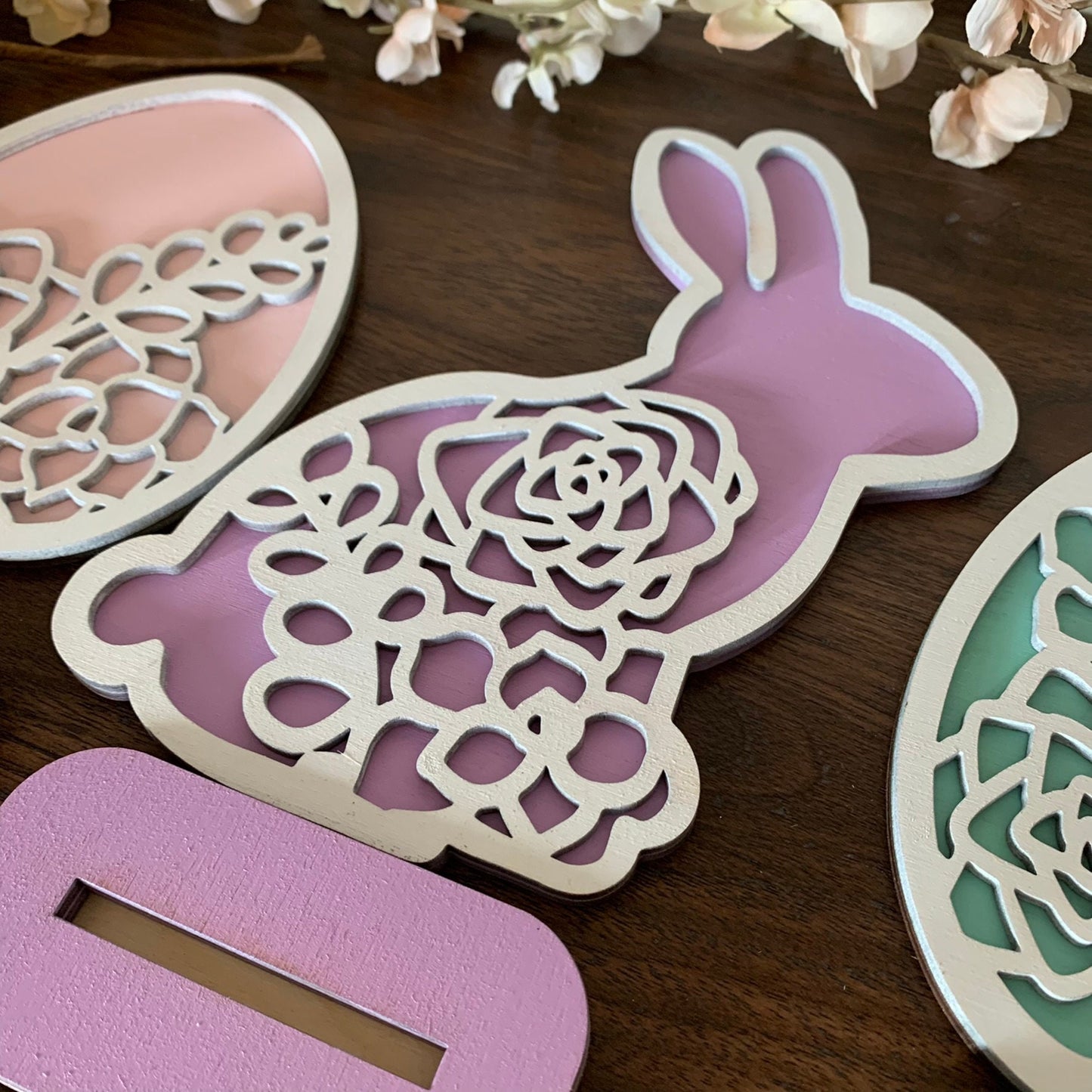 Laser Cut File - Succulents Standing Easter Bunny and Eggs - Digital Download SVG, DXF, AI files