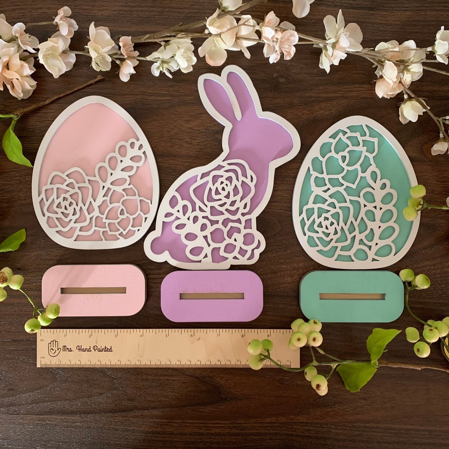 Laser Cut File - Succulents Standing Easter Bunny and Eggs - Digital Download SVG, DXF, AI files