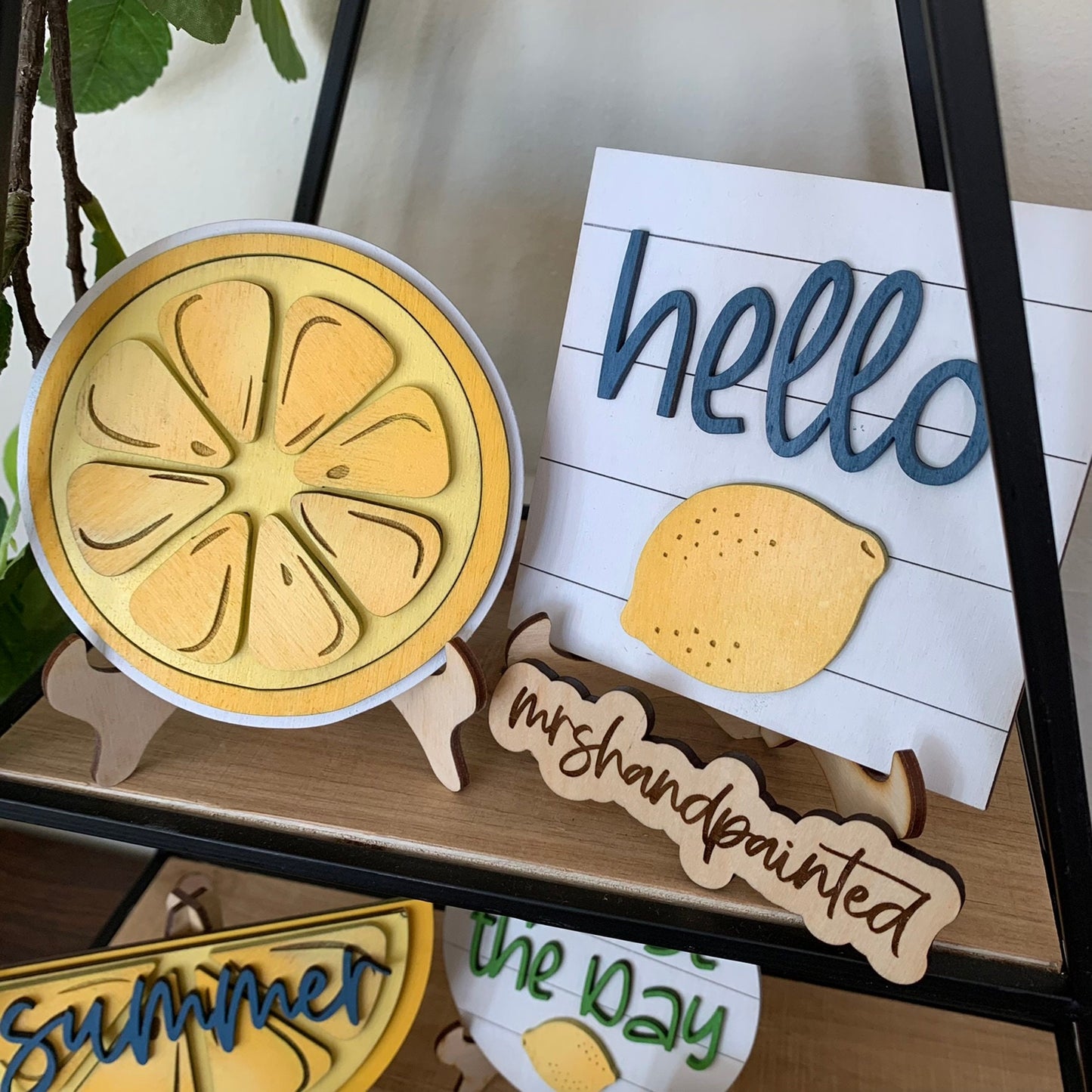 Summer Lemons Tiered Tray Decor - Laser Cut Wood Painted