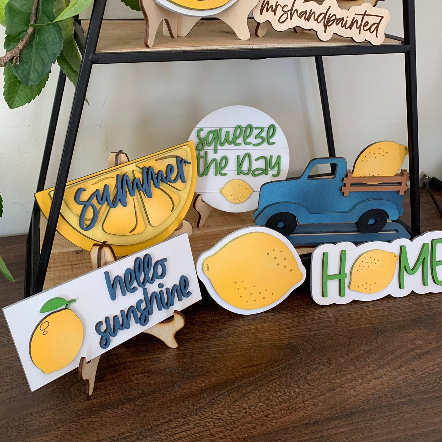 Summer Lemons Tiered Tray Decor - Laser Cut Wood Painted