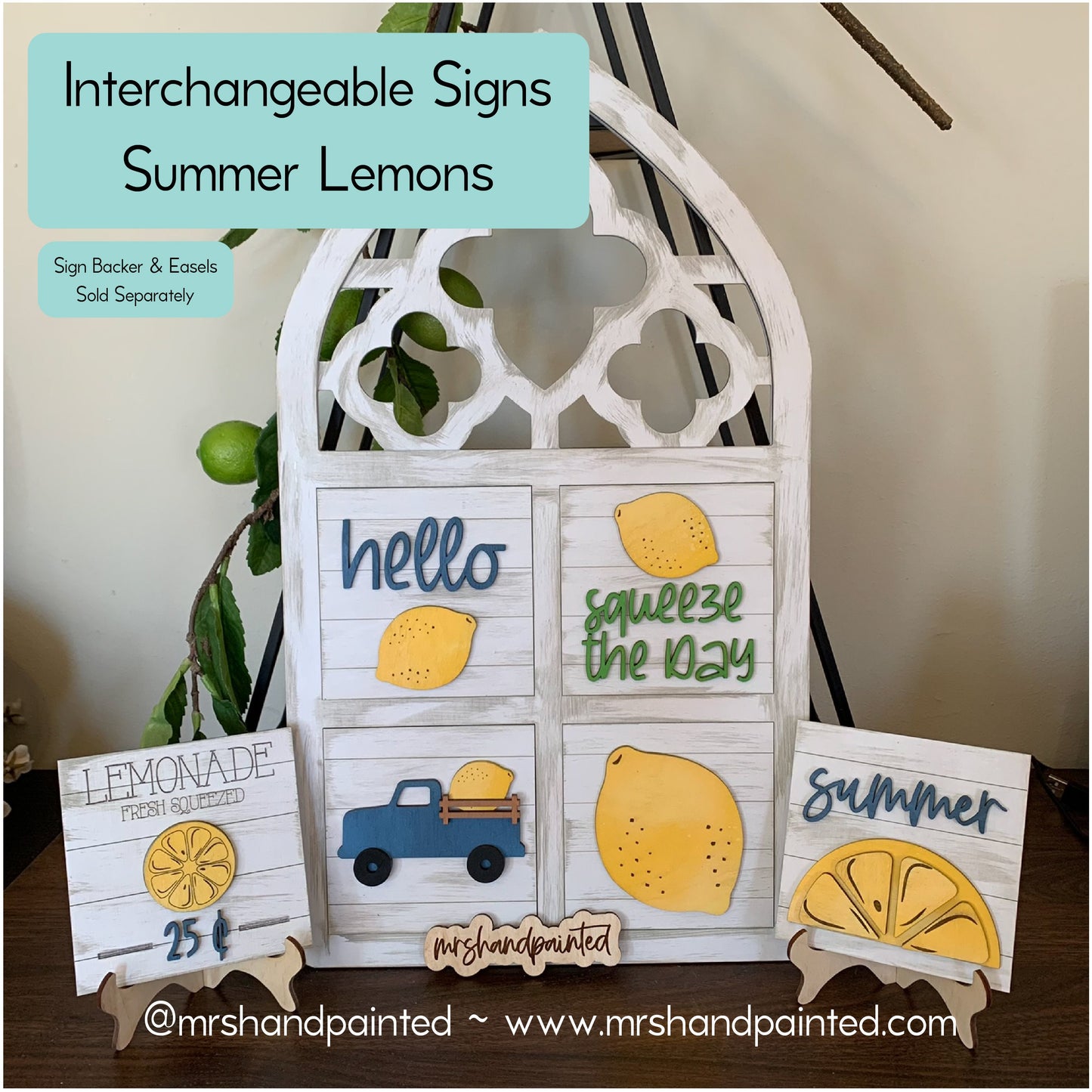 Summer Lemons Interchangeable Signs - Laser Cut Wood Painted