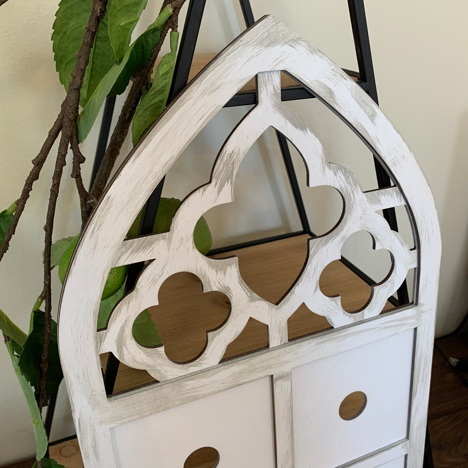 Arched Window Interchangeable Sign Backer - Laser Cut Wood Painted