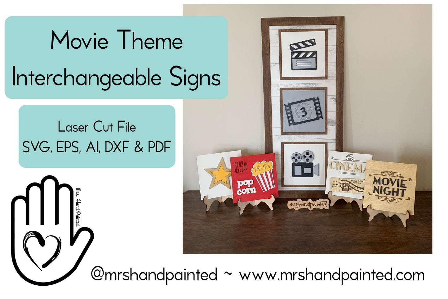 Retro Movie Theater - Interchangeable Sign Tiles - DIGITAL Download svg, pdf, eps, dxf, ai files