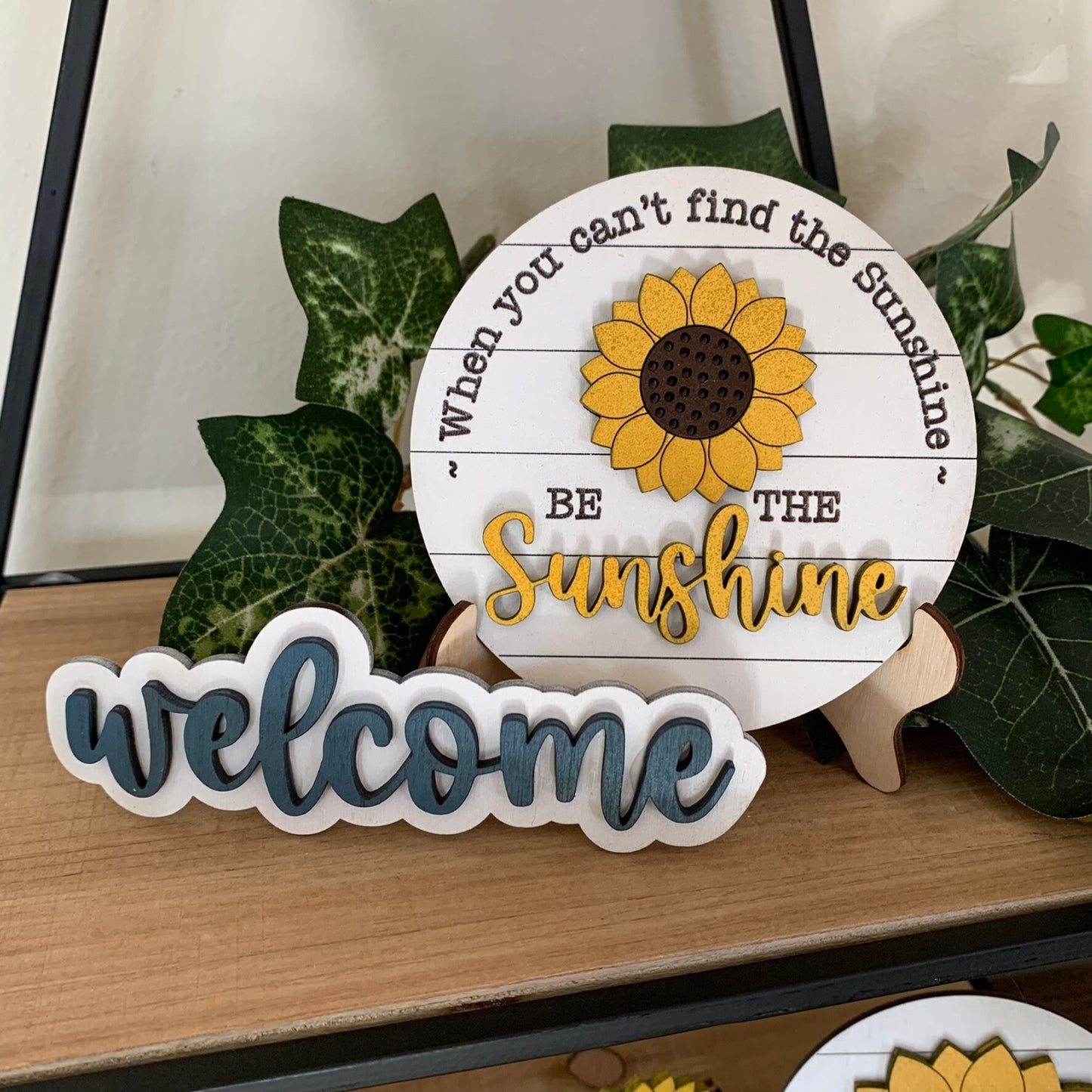 Sunflower Tiered Tray Decor - Laser Cut Wood Painted