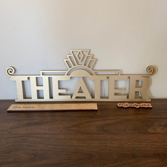 Art Deco Style Theater Sign - Laser Cut Wood Wall Hanging - Home Theater Decor