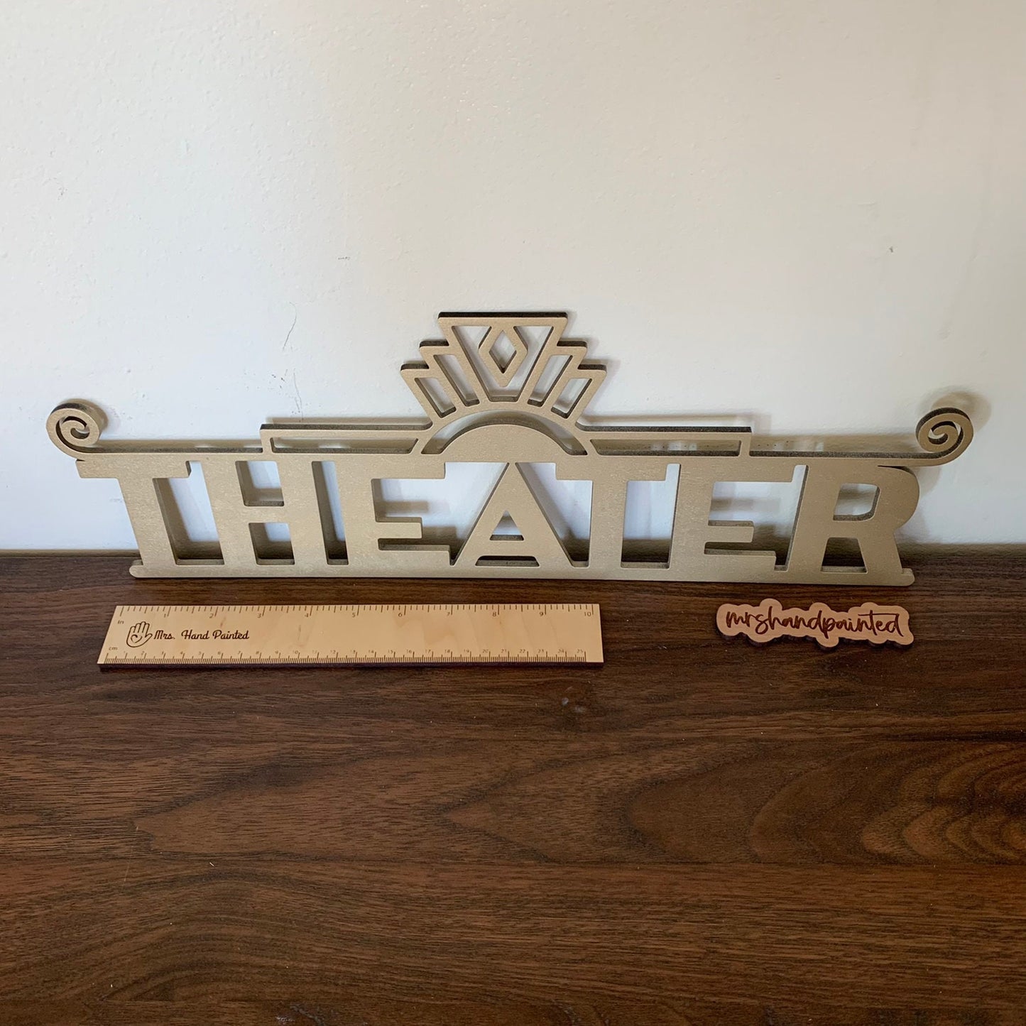 Art Deco Style Theater Sign - Laser Cut Wood Wall Hanging - Home Theater Decor