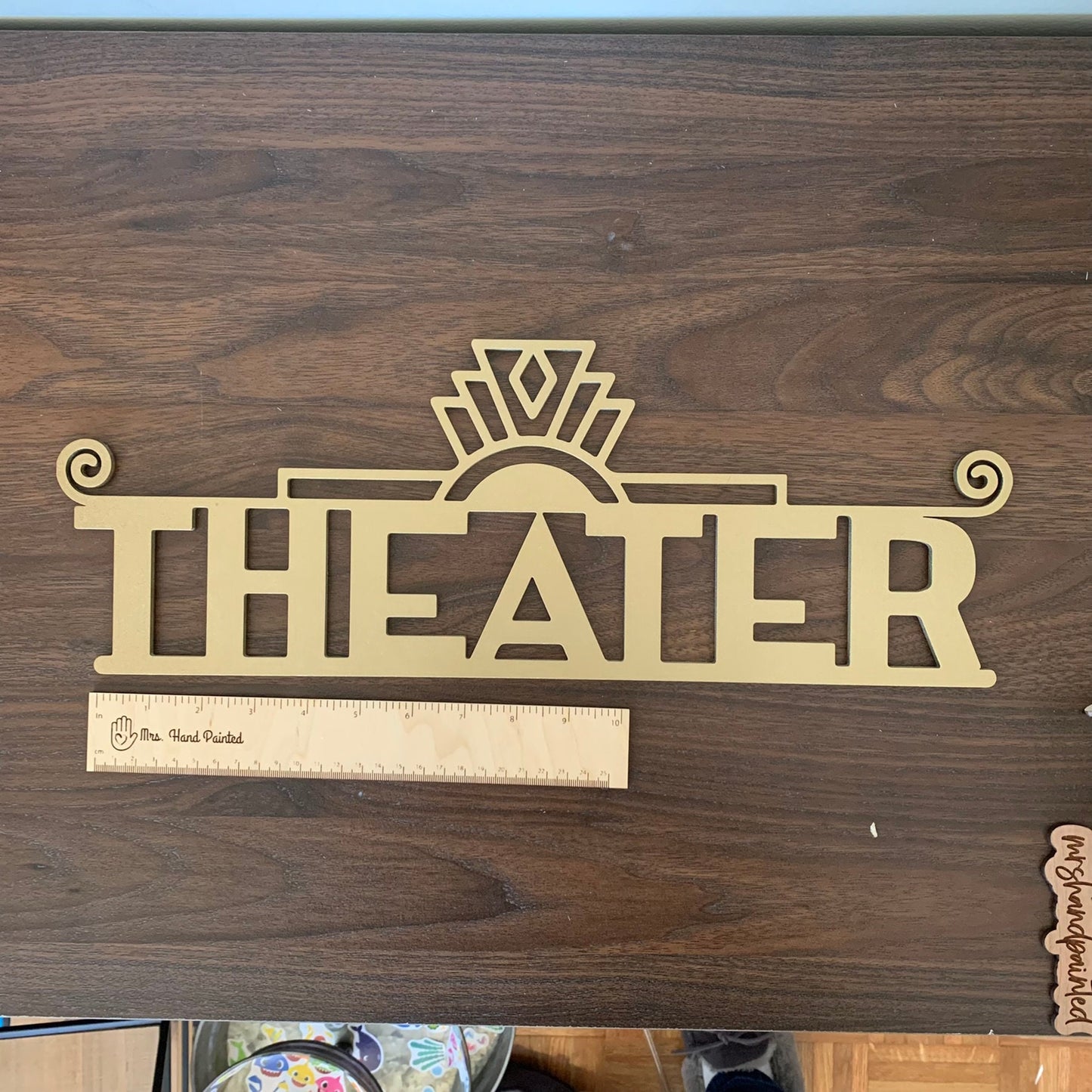 Art Deco Style Theater Sign - Laser Cut Wood Wall Hanging - Home Theater Decor