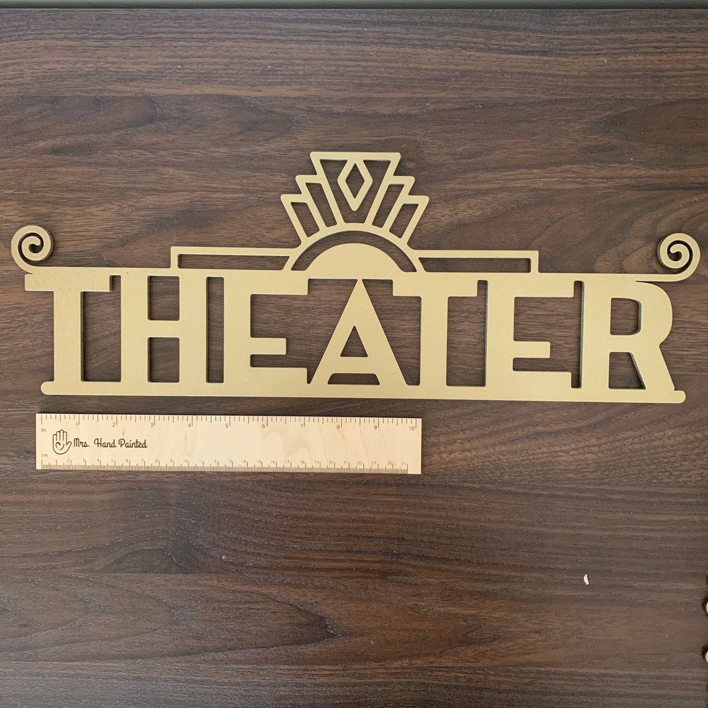 Art Deco Style Theater Sign - Laser Cut Wood Wall Hanging - Home Theater Decor