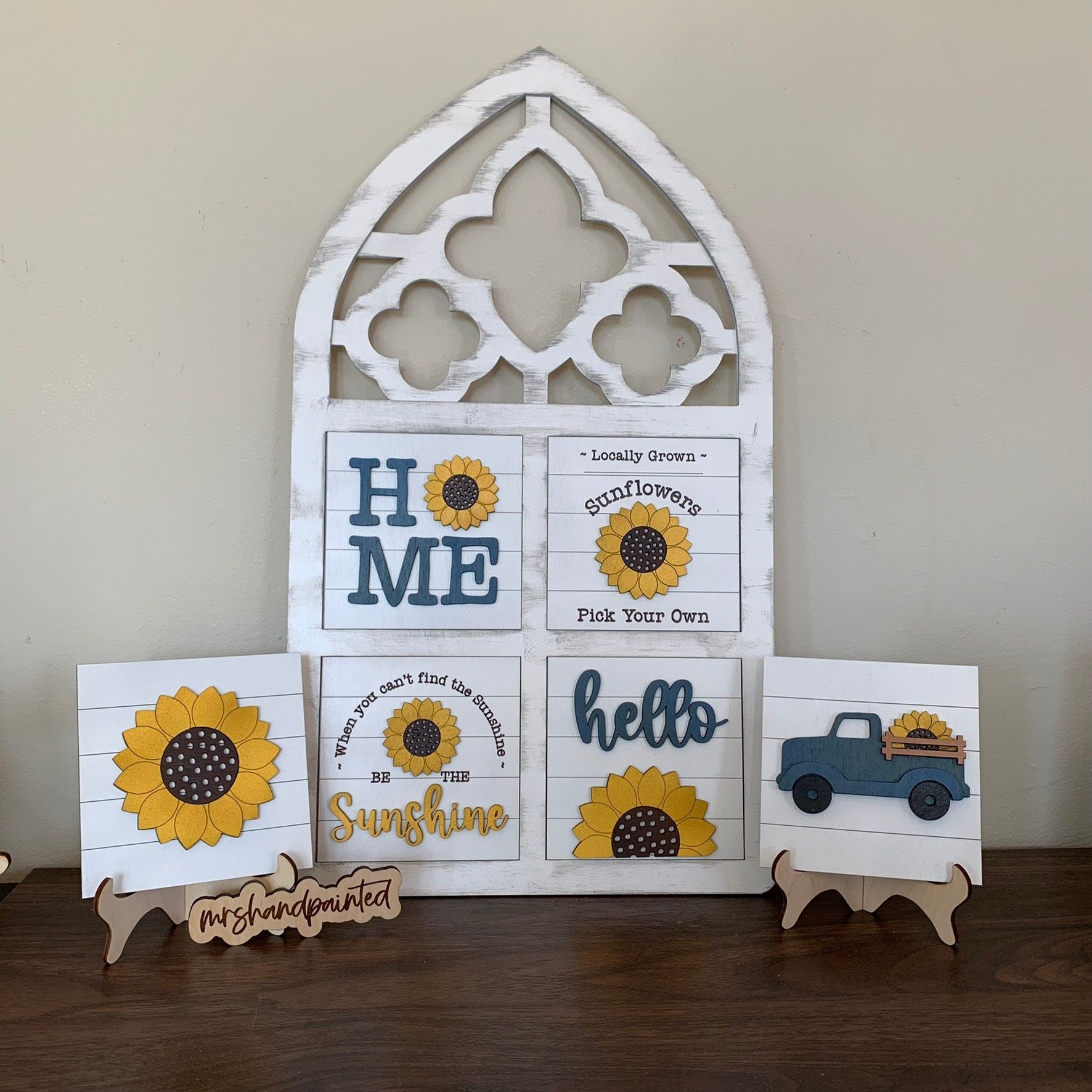 Laser Cut File - Sunflower Interchangeable Signs - Digital Download SVG, DXF, AI files