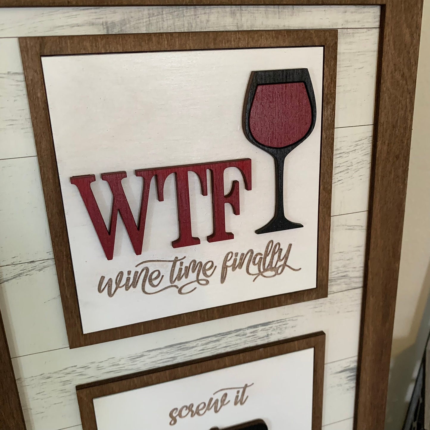 Wine Theme Tiered Tray Decor - Laser Cut Wood Painted