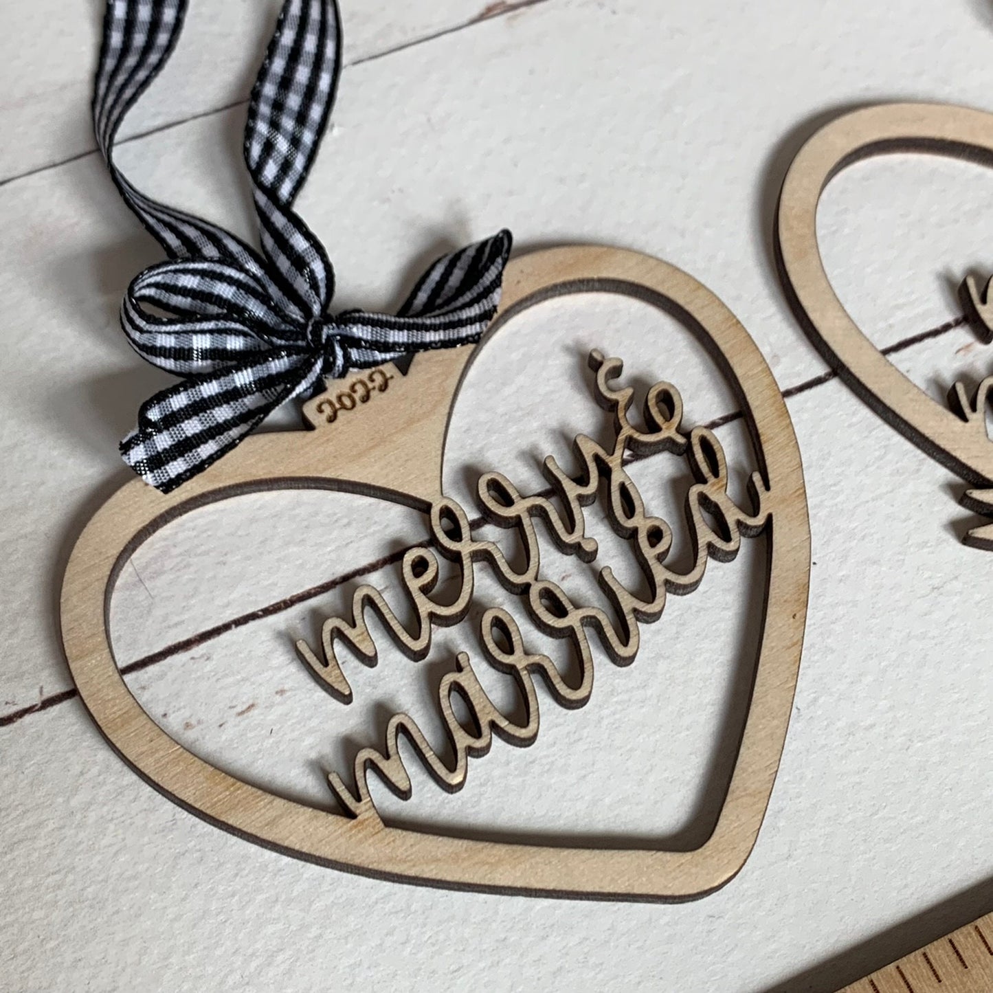 Digital Cut File - Laser Cut Ornament - Merry & Married