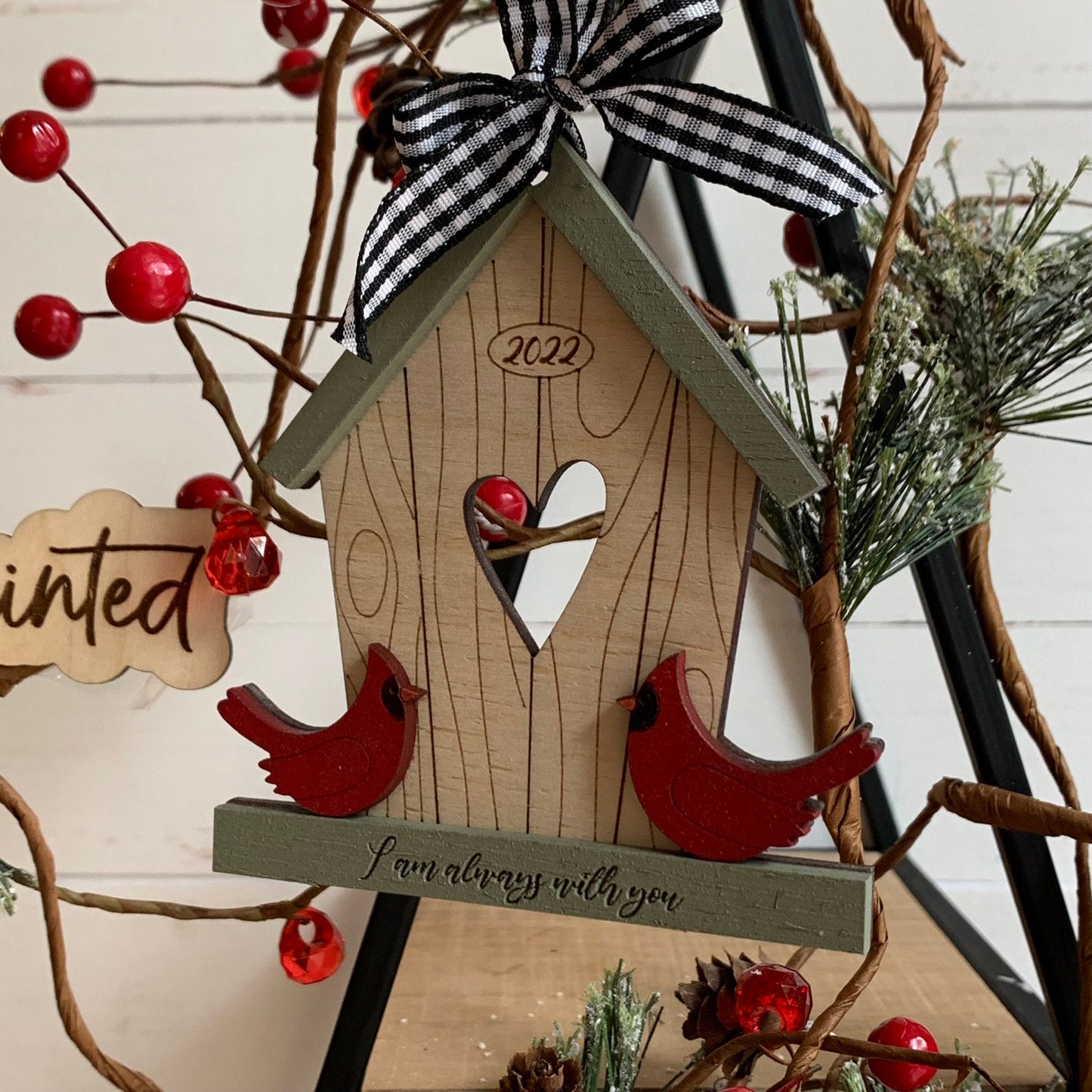 Digital Cut File - Laser Cut Ornament - Cardinal Birdhouse