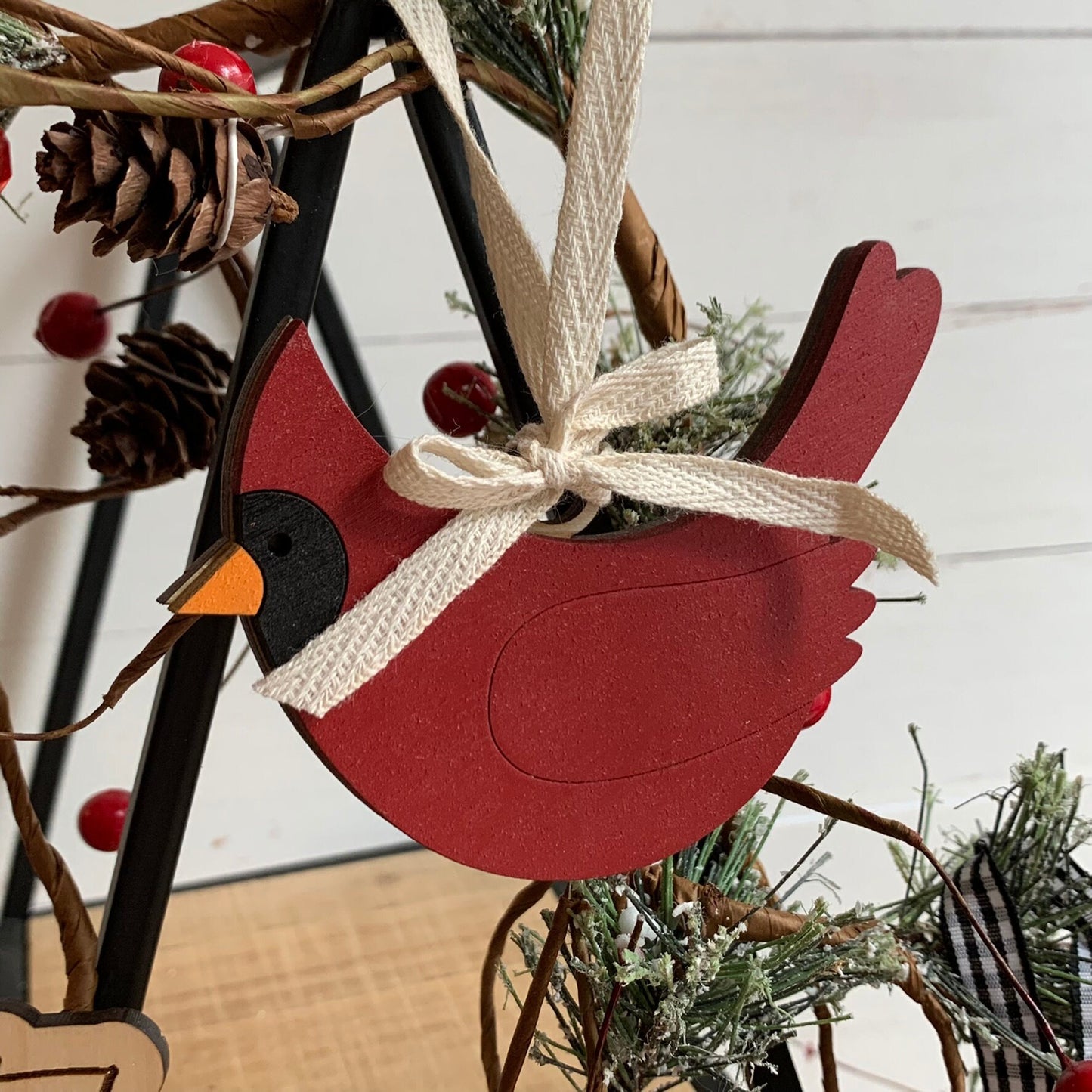 Laser Cut Wood Cardinal Ornament
