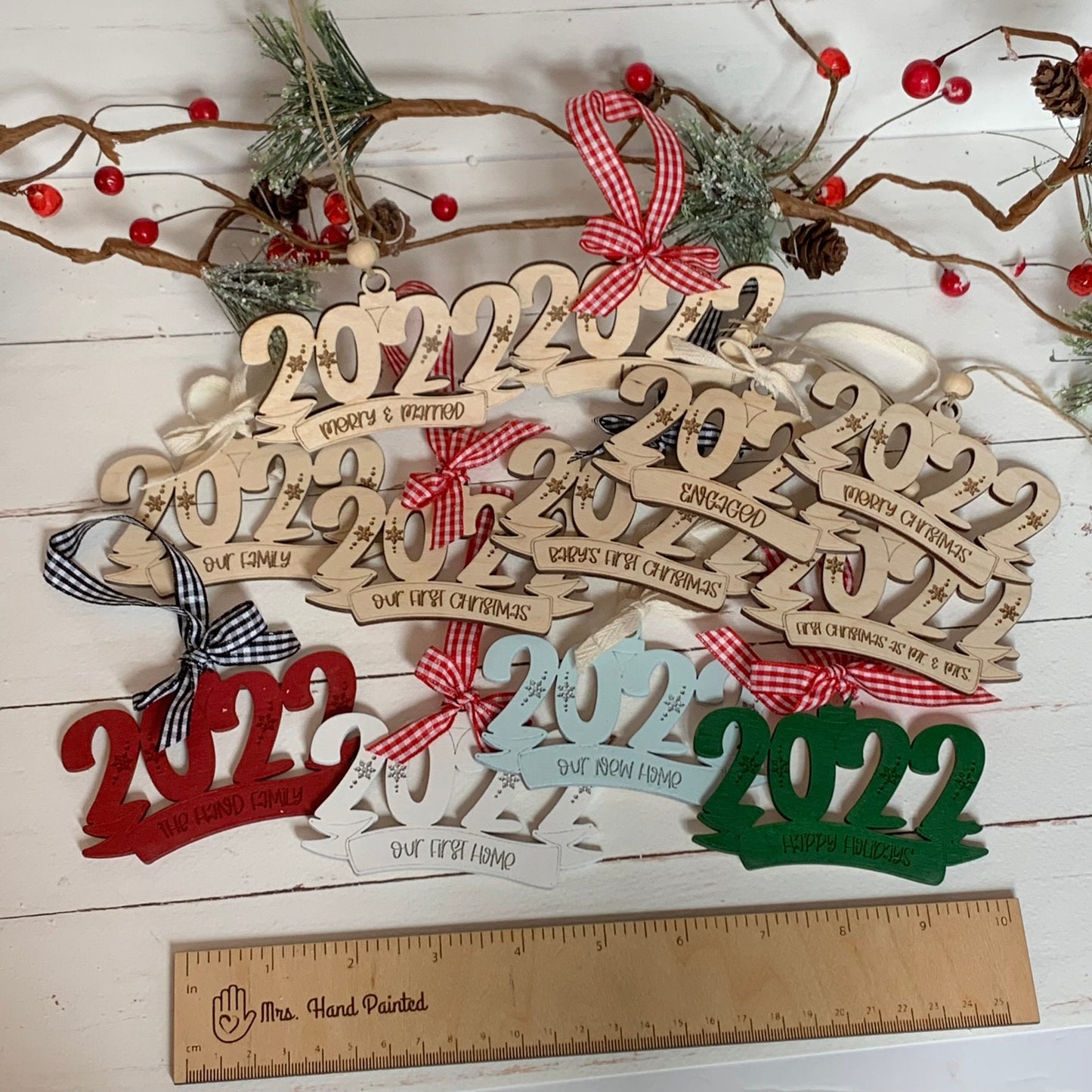 Personalized 2022 Snowflakes Ornament - Laser Cut Wood