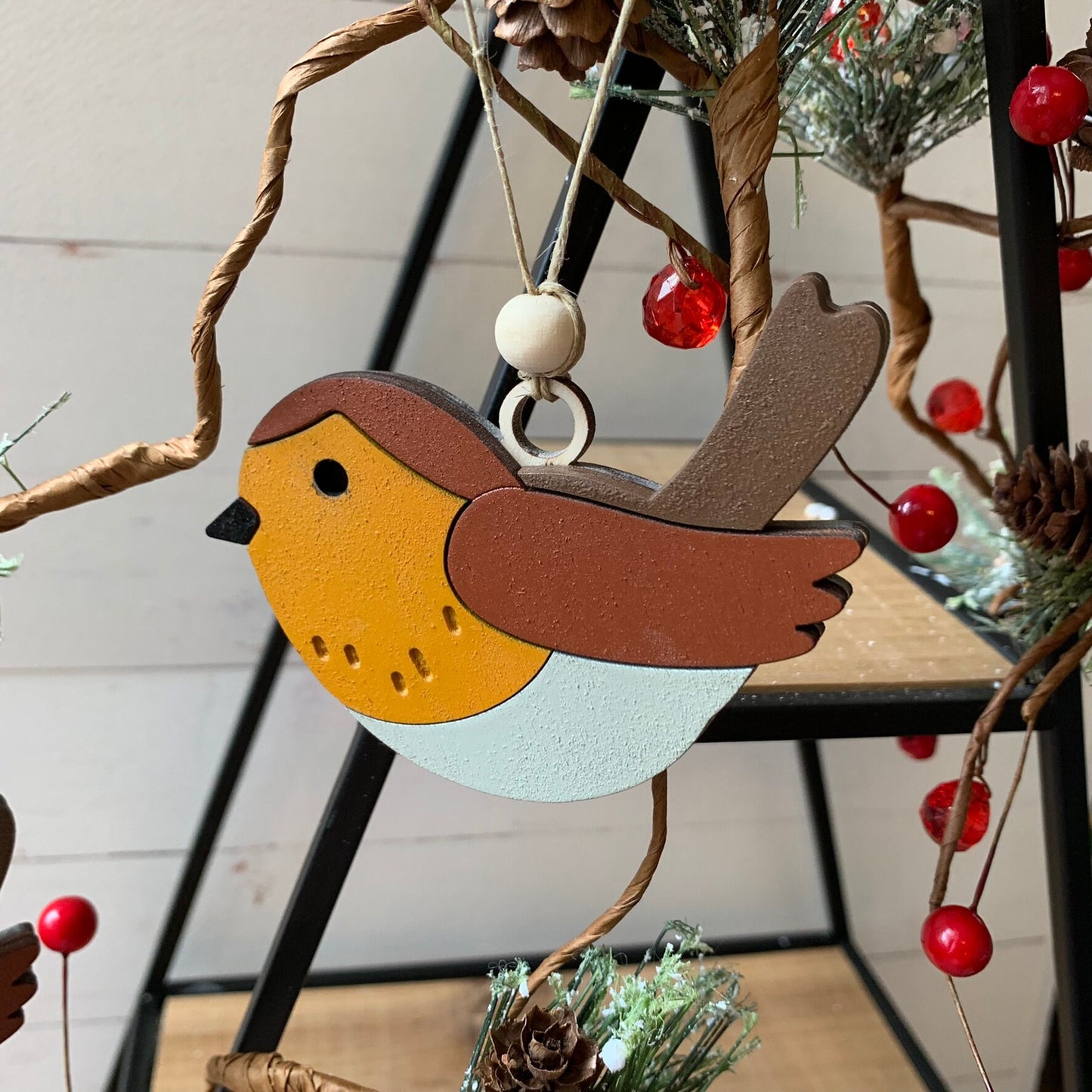 Laser Cut Wood Robin Christmas Ornament