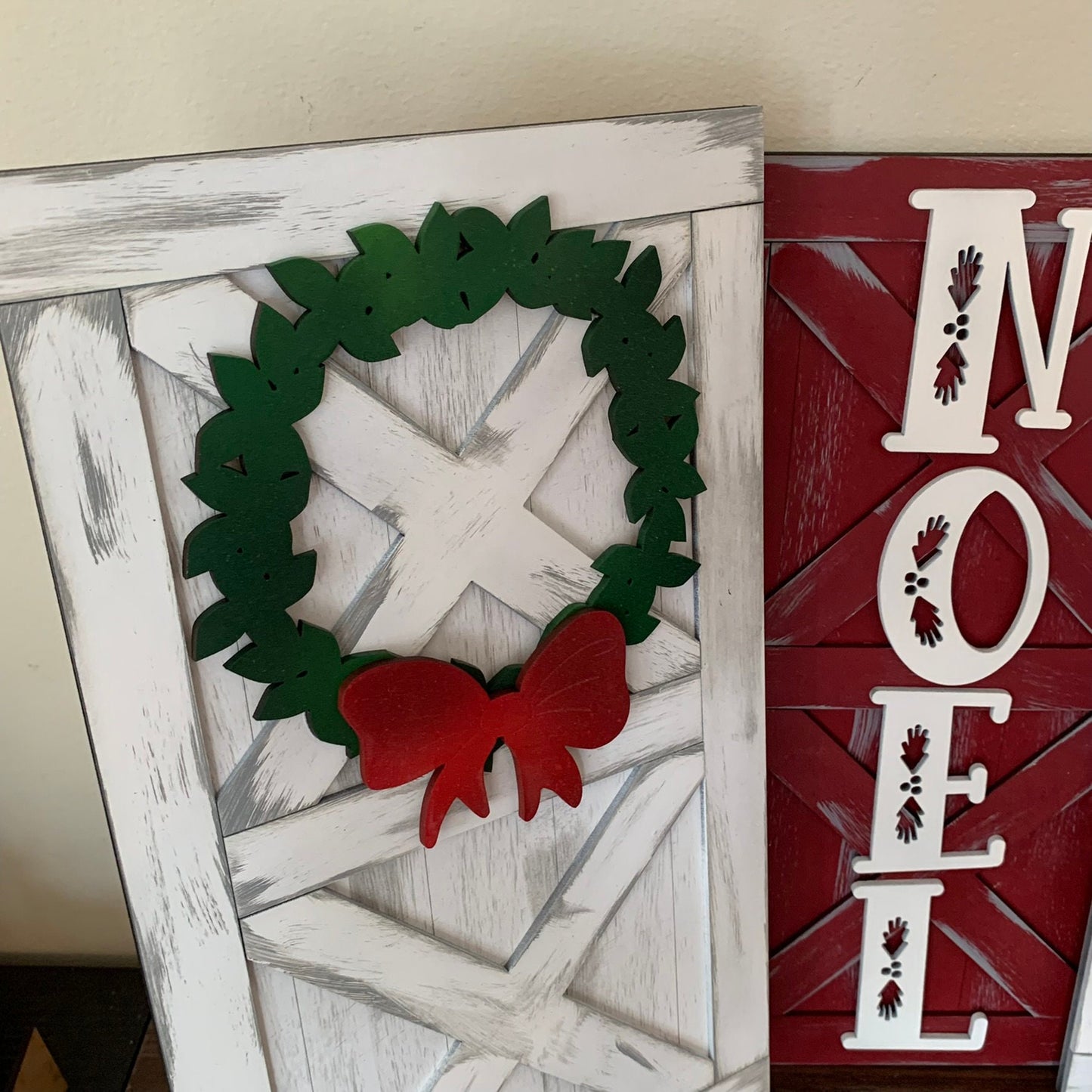 Laser Cut Wood - Farmhouse Style Barn Door Christmas Signs