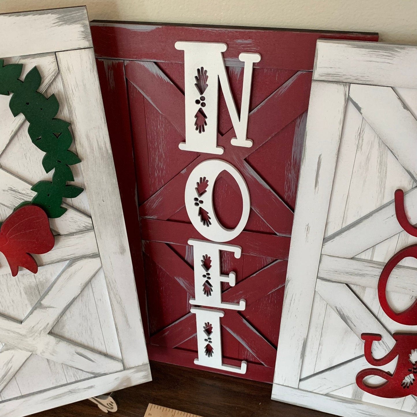 Laser Cut Wood - Farmhouse Style Barn Door Christmas Signs