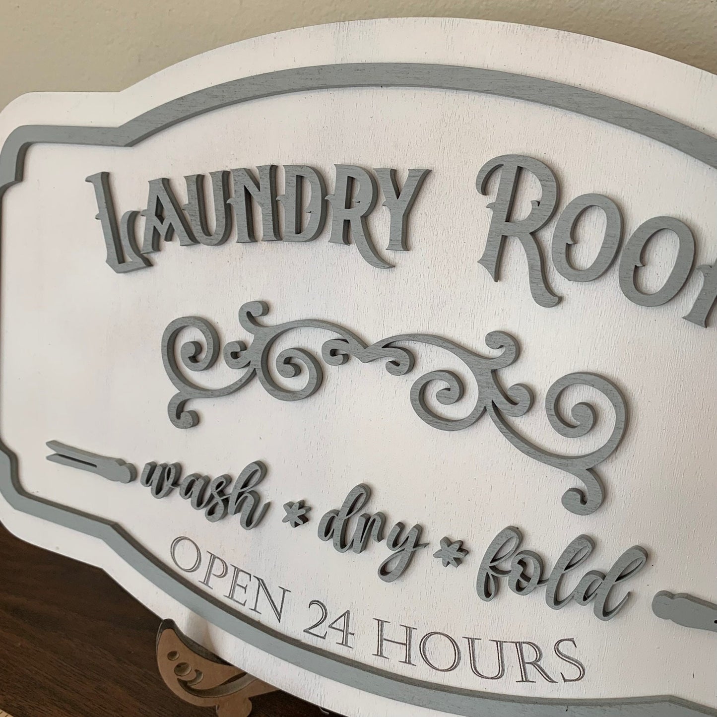 Vintage Style Laundry Room Sign Laser Cut Wood