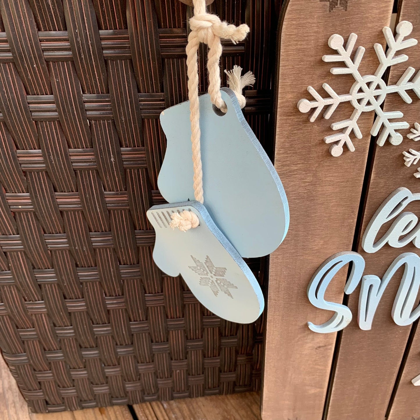 Laser Cut Wood Let it Snow Sled Sign