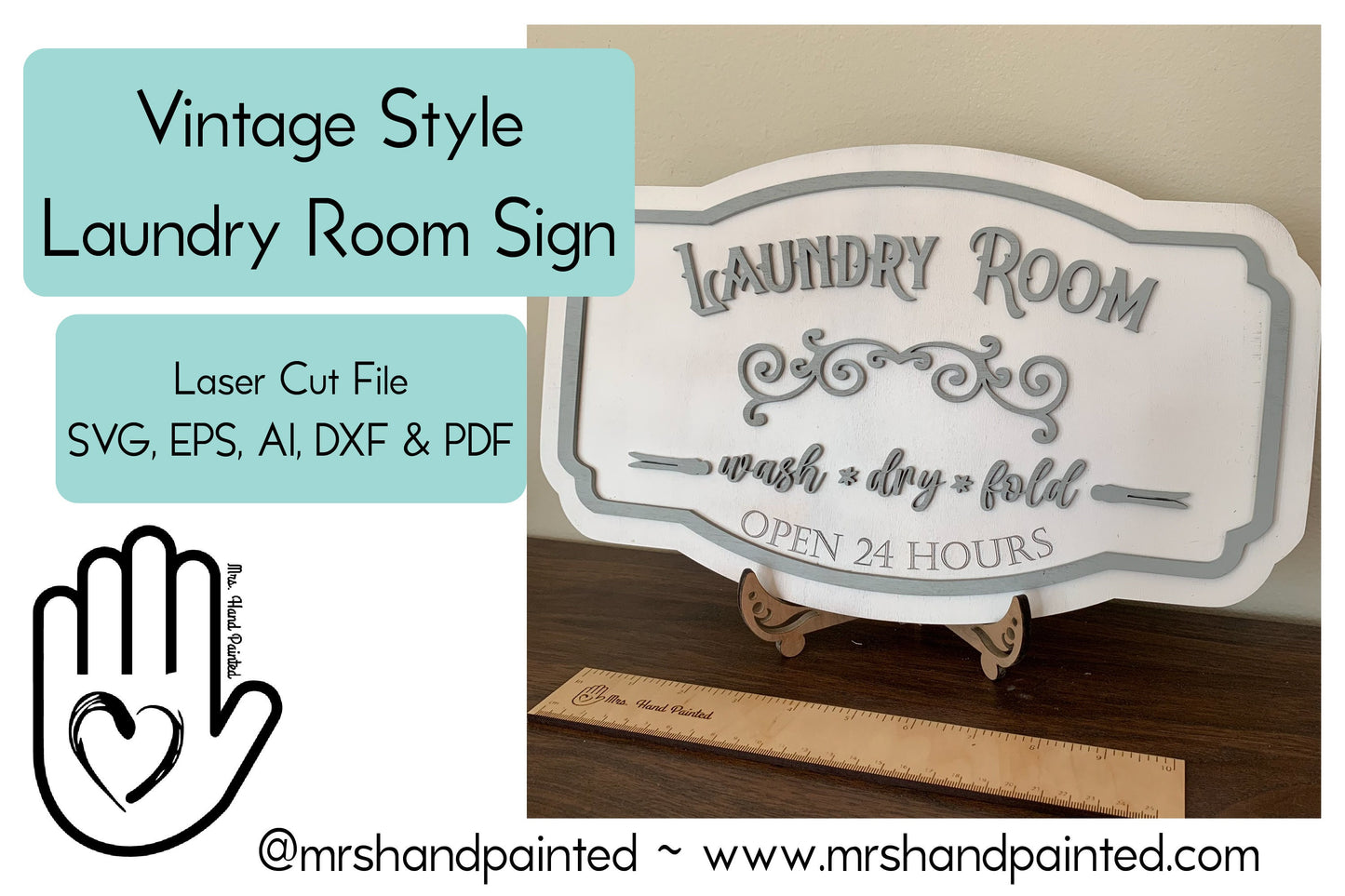 Digital Laser Cut File - Vintage Style Laundry Room Sign