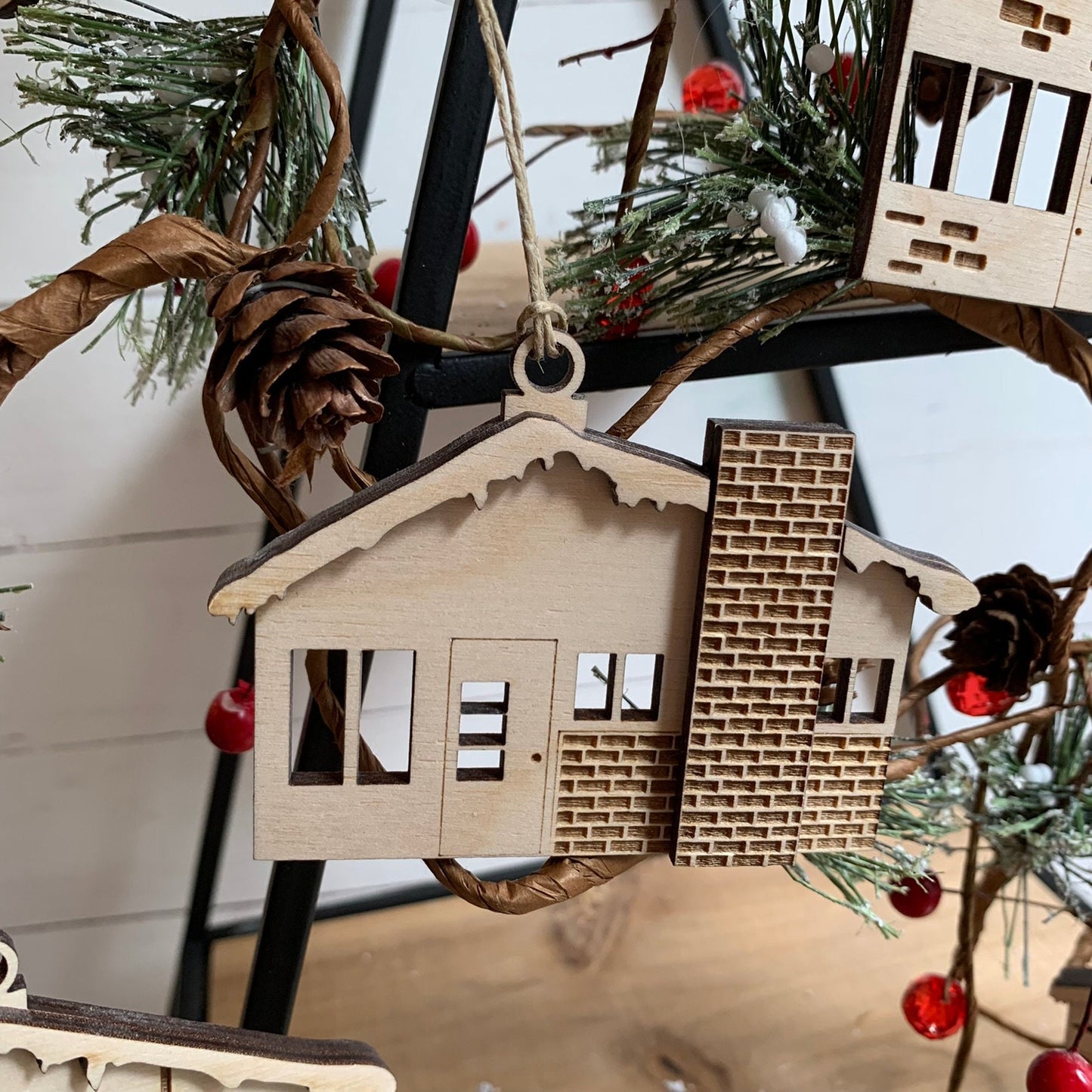 Digital Cut File - Laser Cut Ornament - Retro Putz House Ornaments