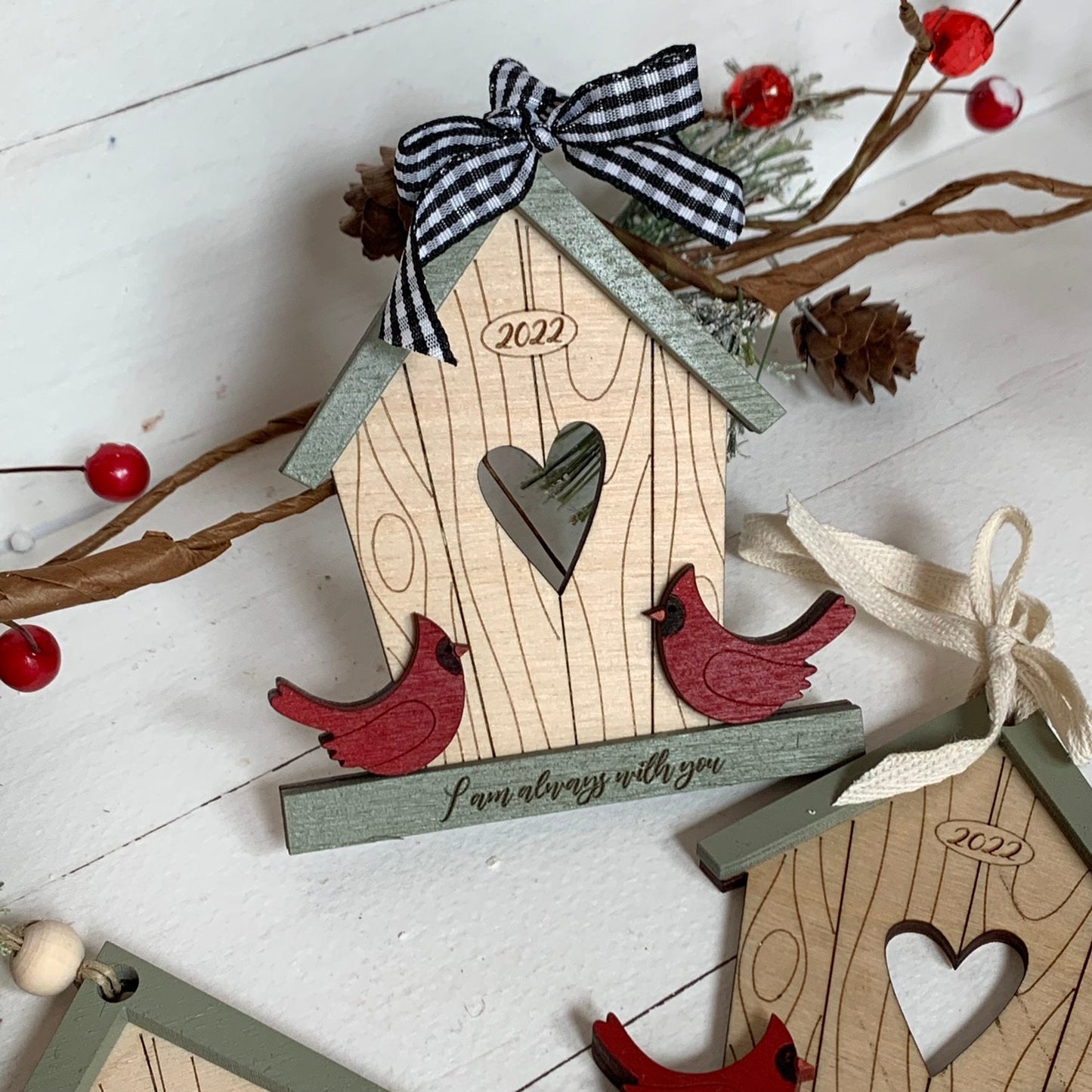 Digital Cut File - Laser Cut Ornament - Cardinal Birdhouse