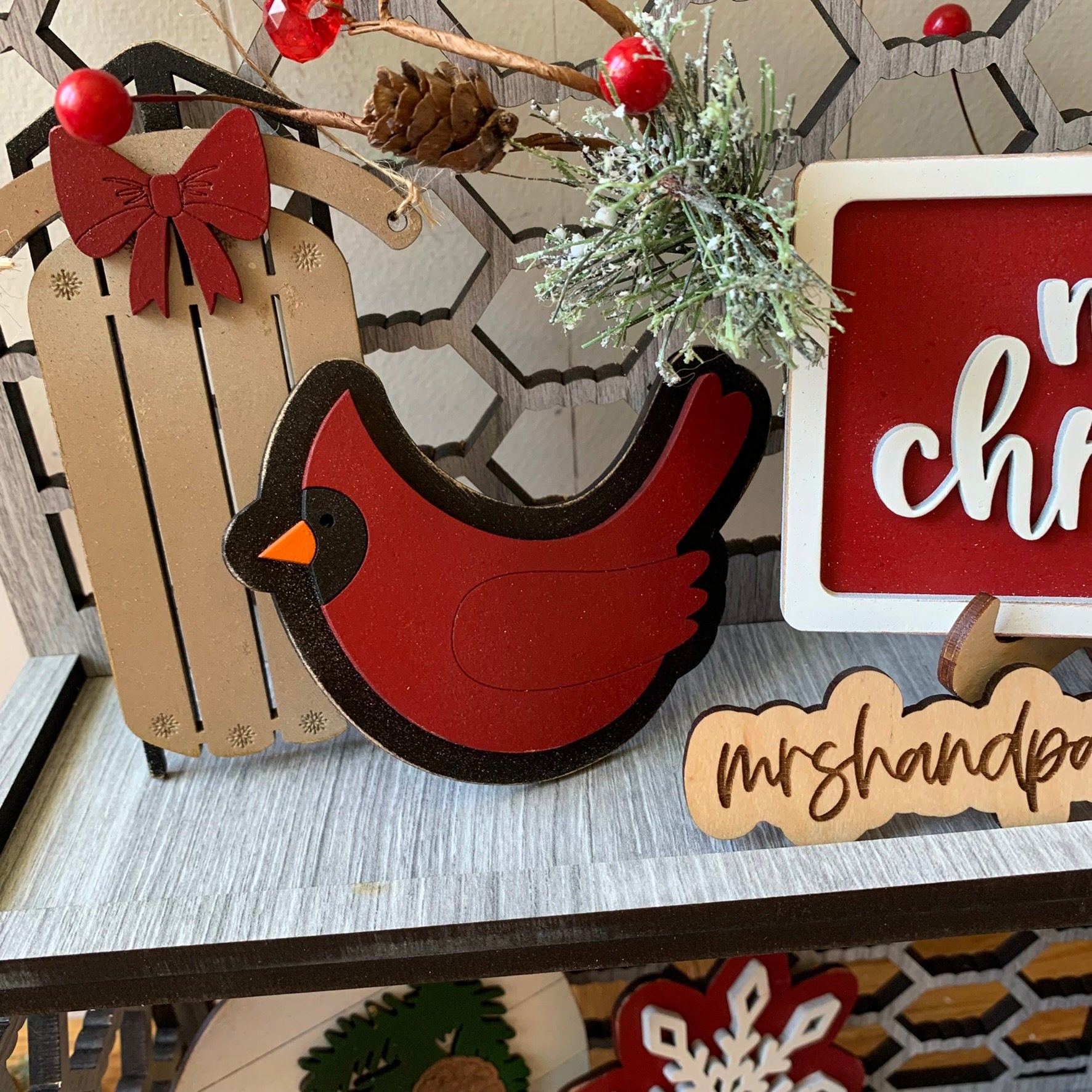 Laser Cut File - Farmhouse Christmas Tiered Tray Set - Digital Download