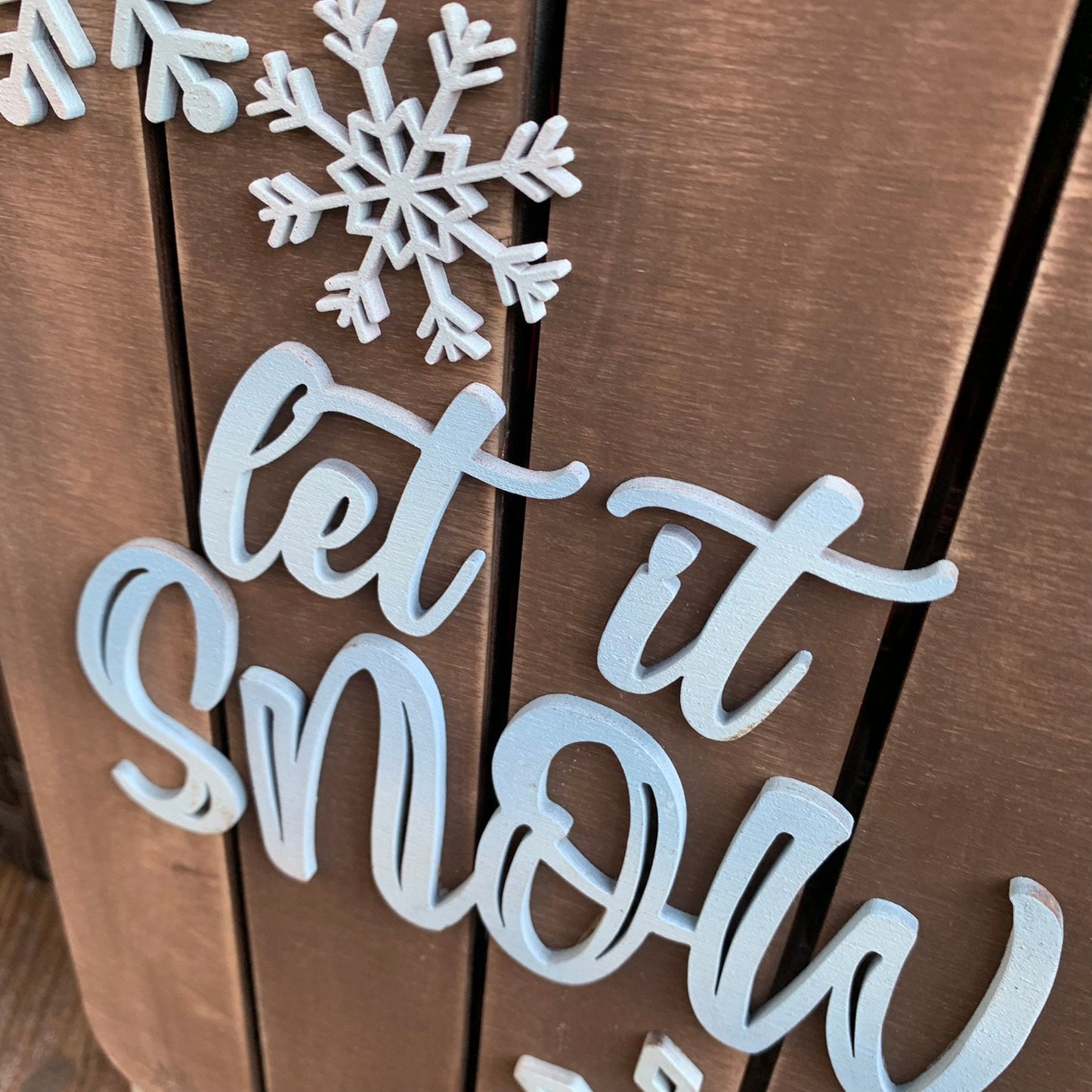 Laser Cut Wood Let it Snow Sled Sign