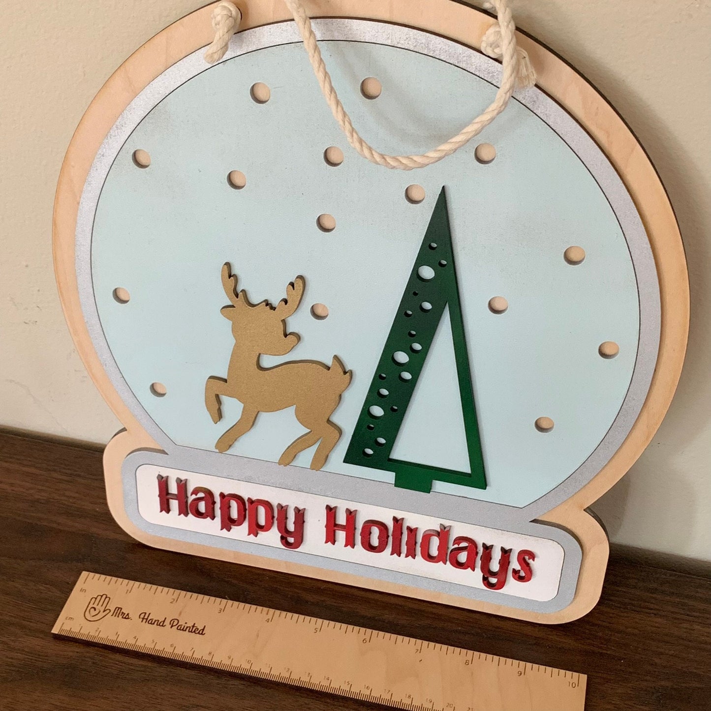 Digital Laser Cut File - Retro Snow Globe with Reindeer Door Hanger