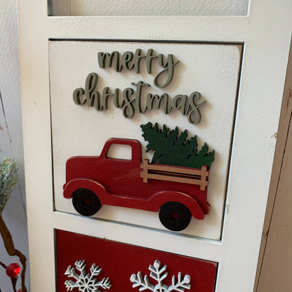 Farmhouse Christmas Interchangeable Signs - Laser Cut Wood Painted