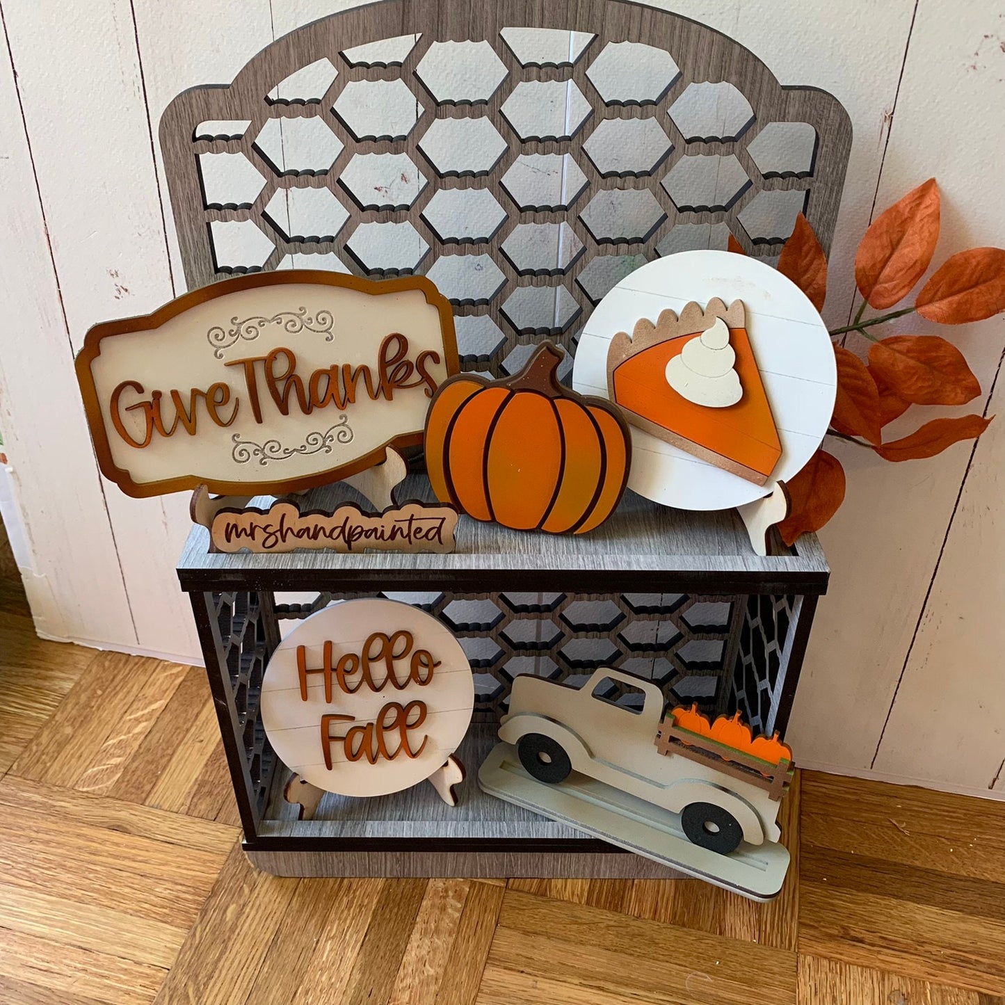 Fall and Pumpkins Tiered Tray Decor - Laser Cut Wood Painted