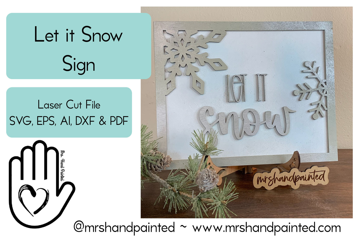 Digital Laser Cut File - Let it Snow Sign